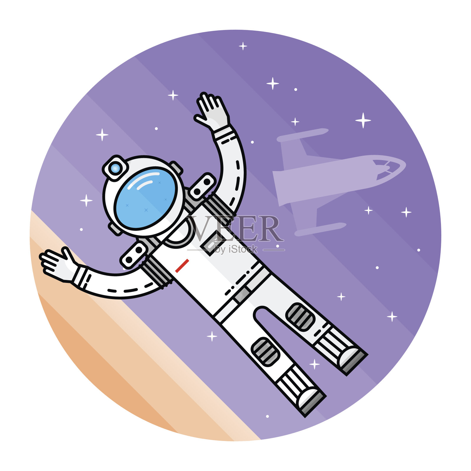 宇航员在太空中。人类的火星任务。插画图片素材