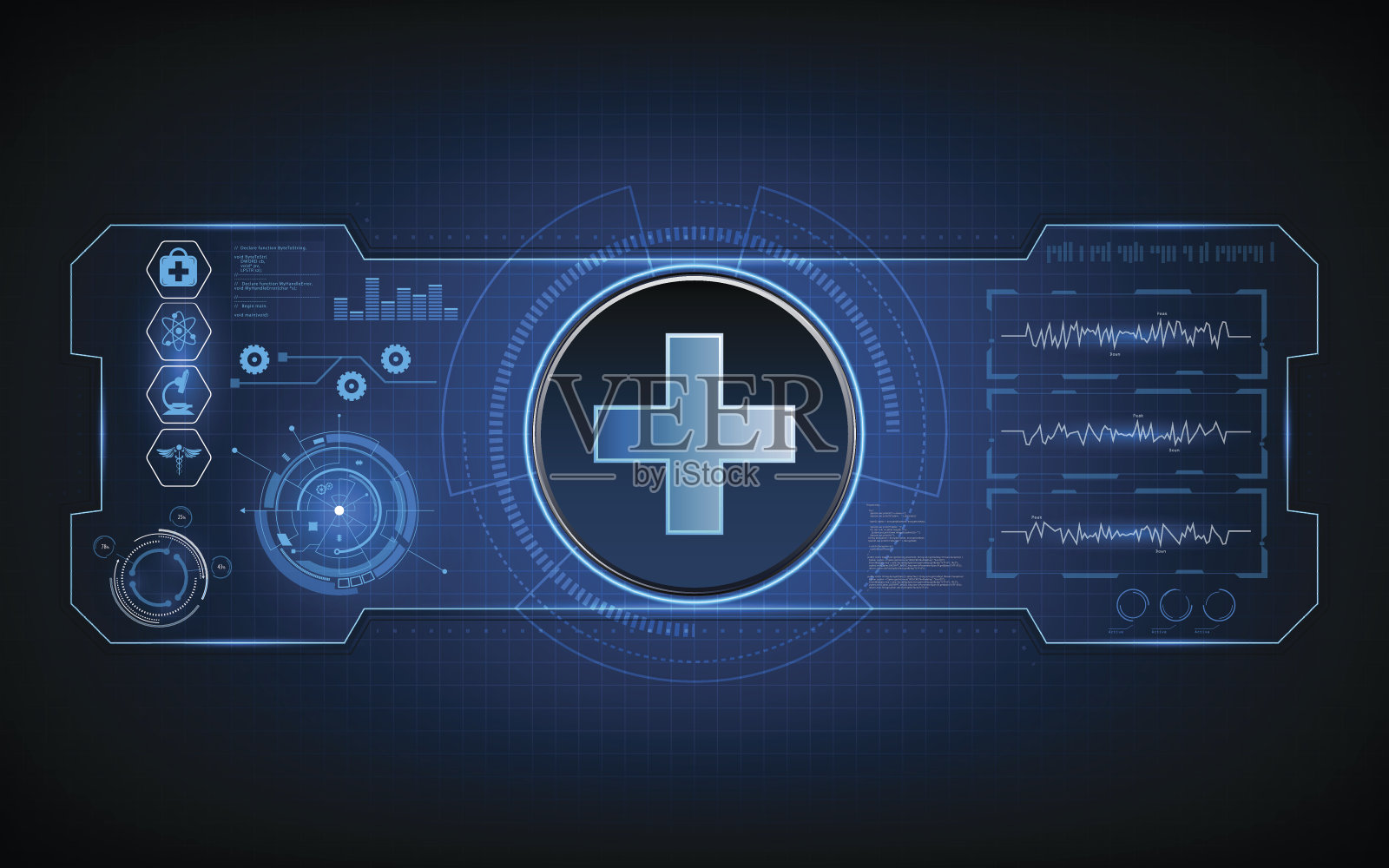 医疗保健技术hud UI虚拟科幻概念插画图片素材