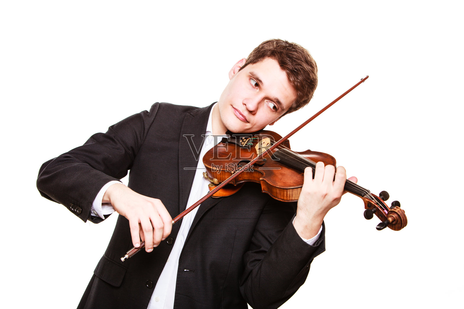 人类小提琴家拉小提琴。古典音乐艺术照片摄影图片