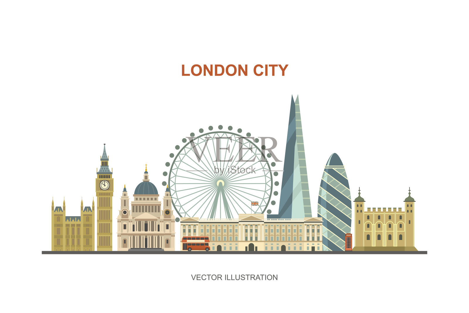 伦敦的城市天际线。插画图片素材