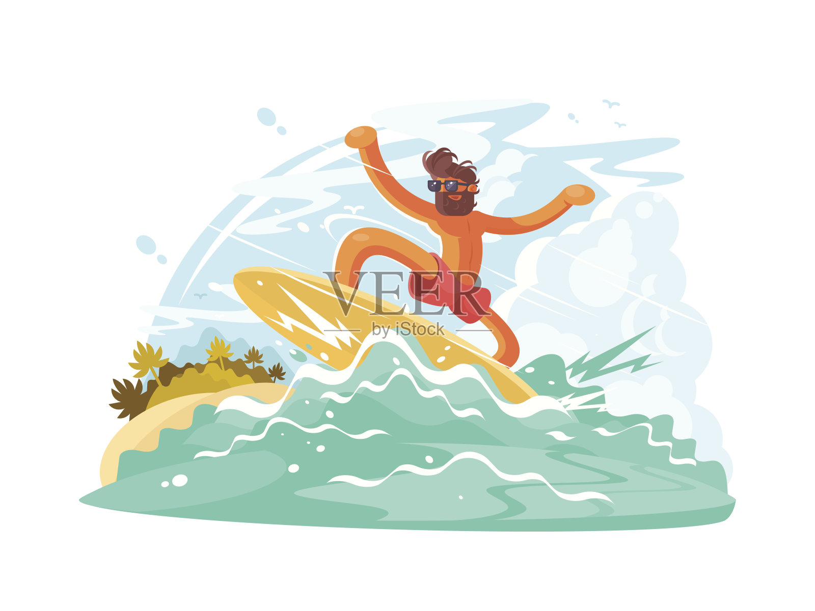 戴墨镜的冲浪者插画图片素材