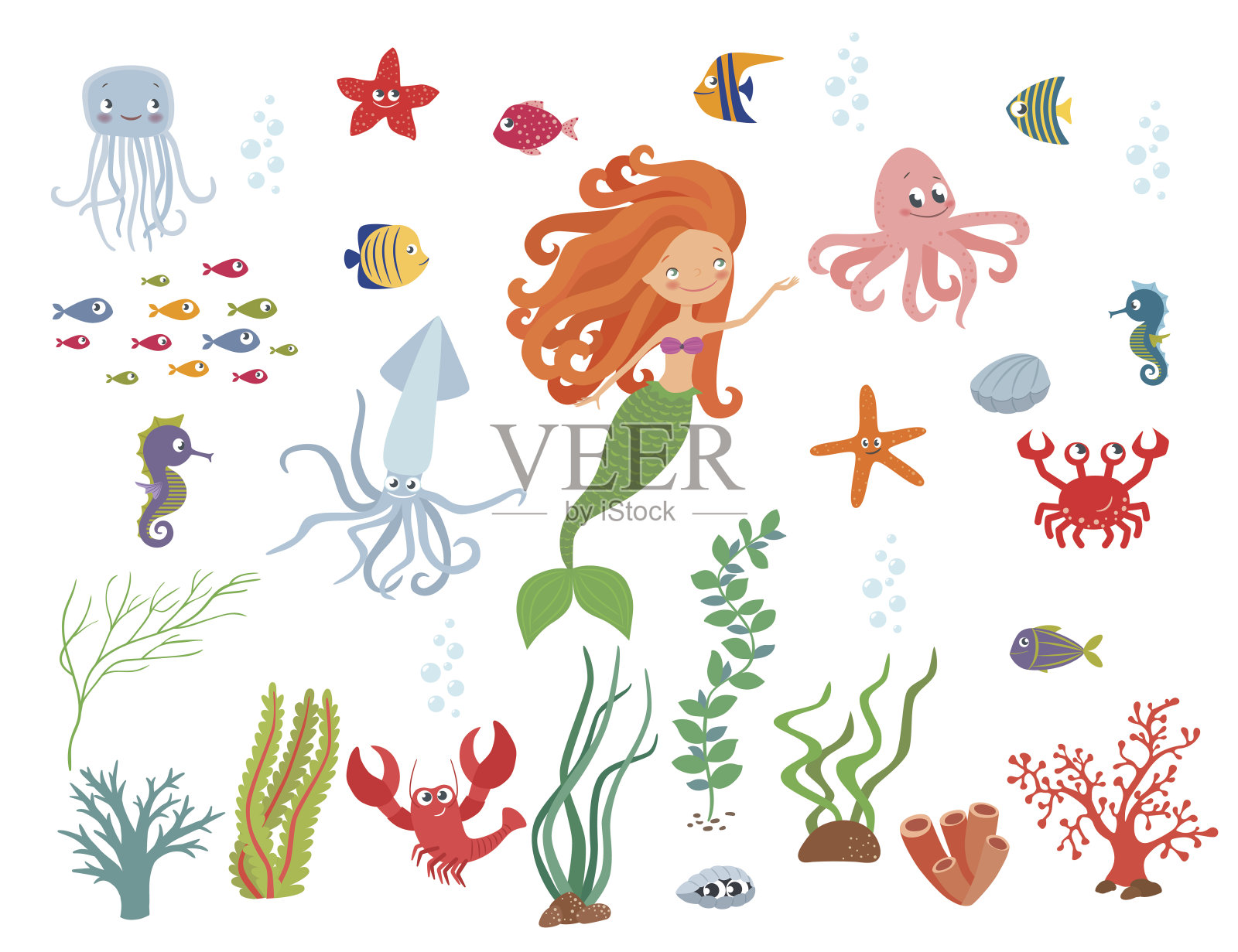 水下生活集合插画图片素材