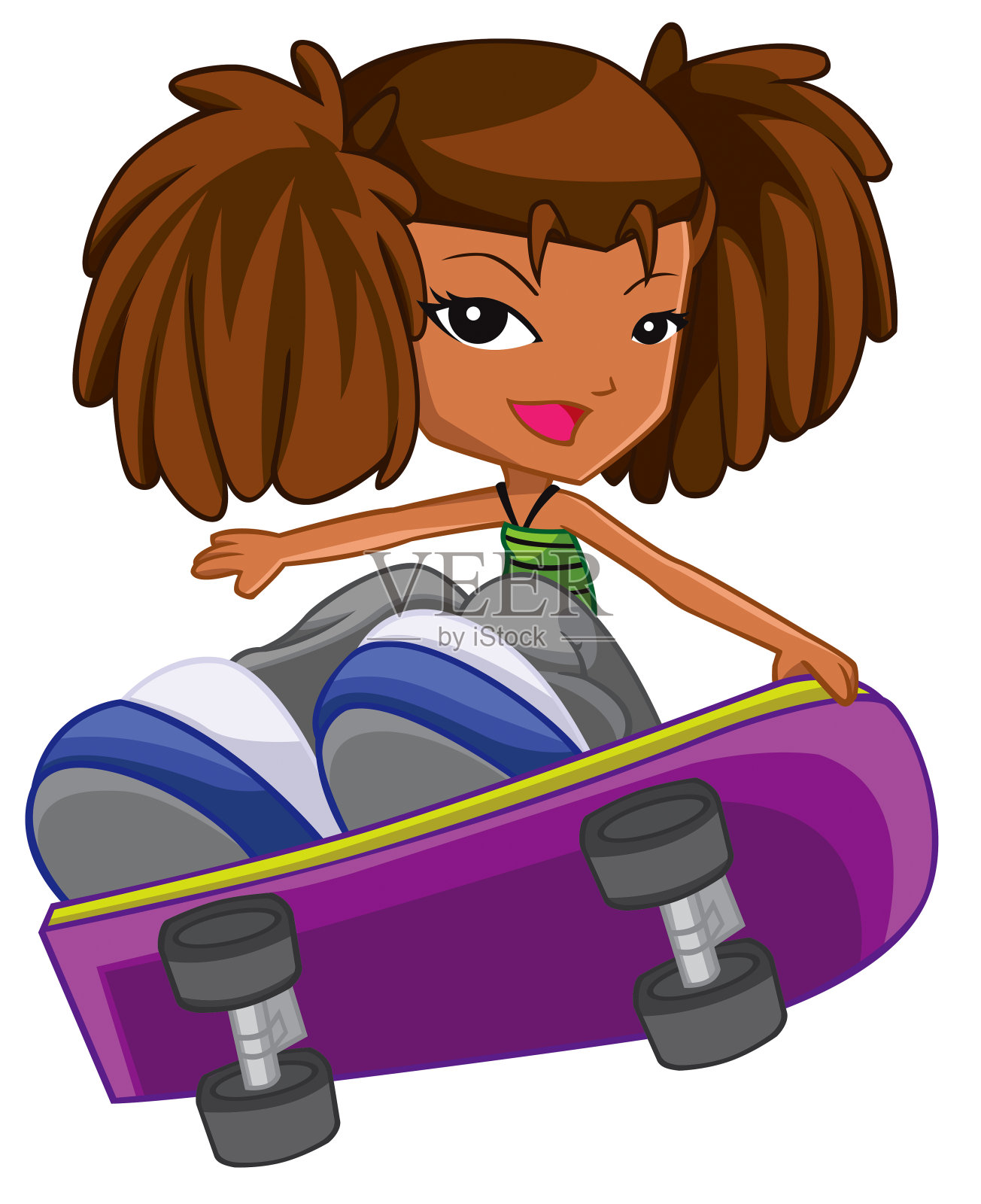 滑板女孩插画图片素材