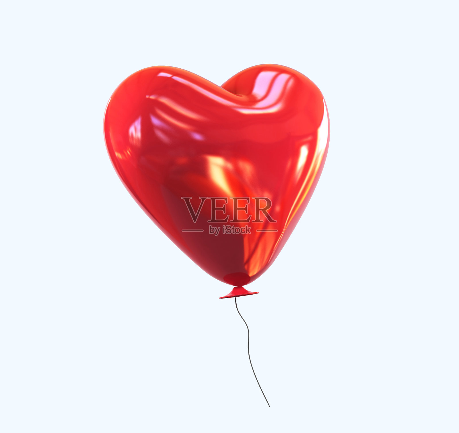 红心氦气球，有光滑反射隔离。插画图片素材