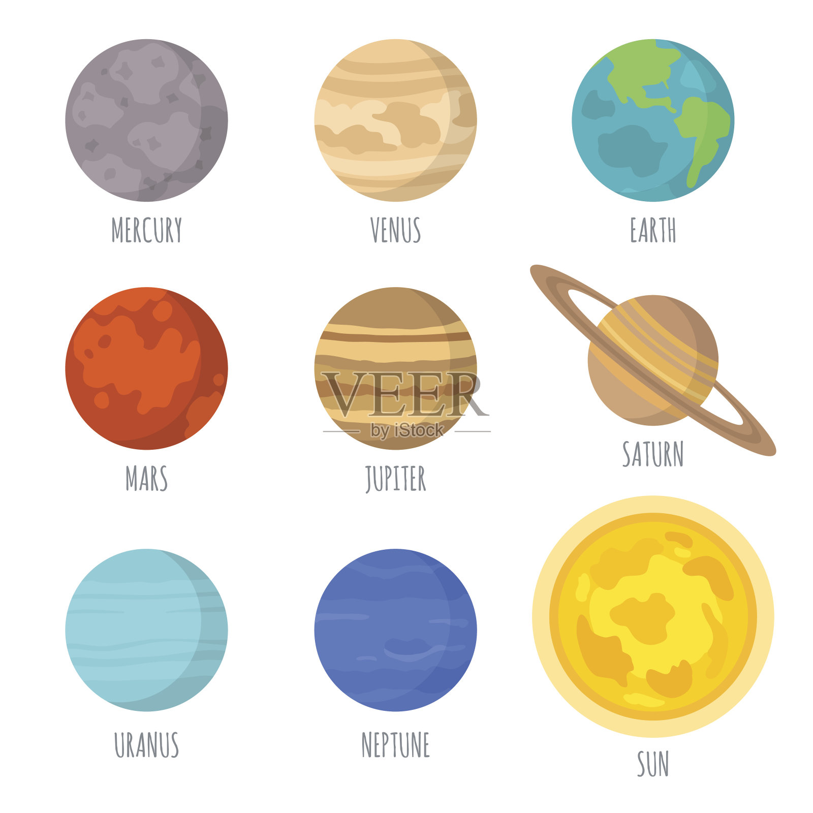 太阳系的行星插画图片素材