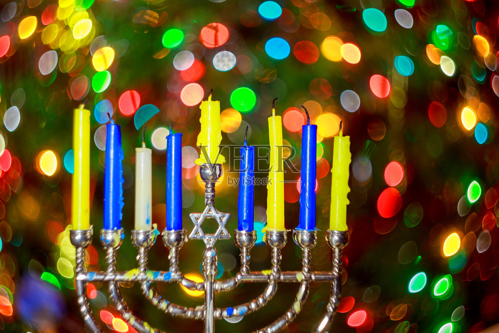 犹太节日光明节背景与烛台传统大烛台照片摄影图片