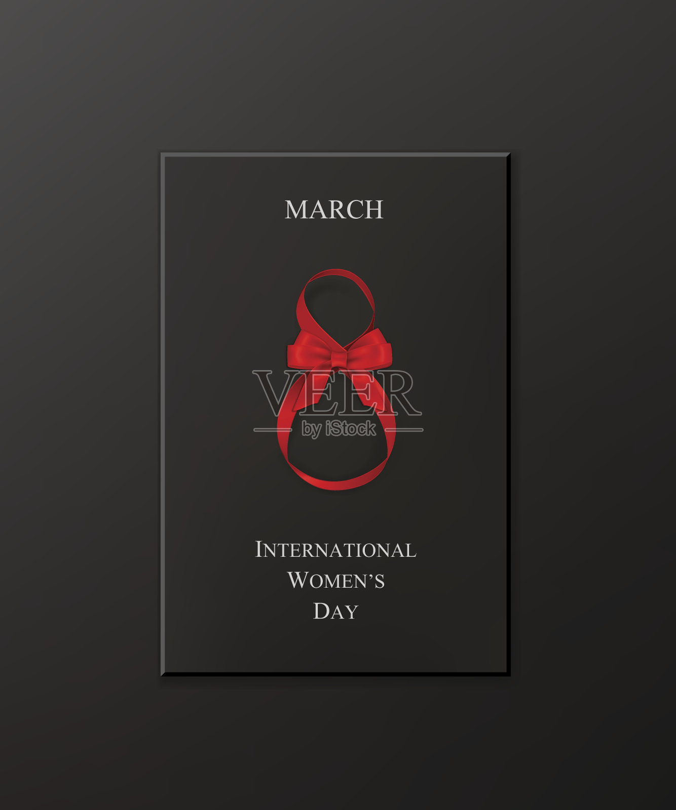 国际妇女节黑色礼盒与红丝带。插画图片素材