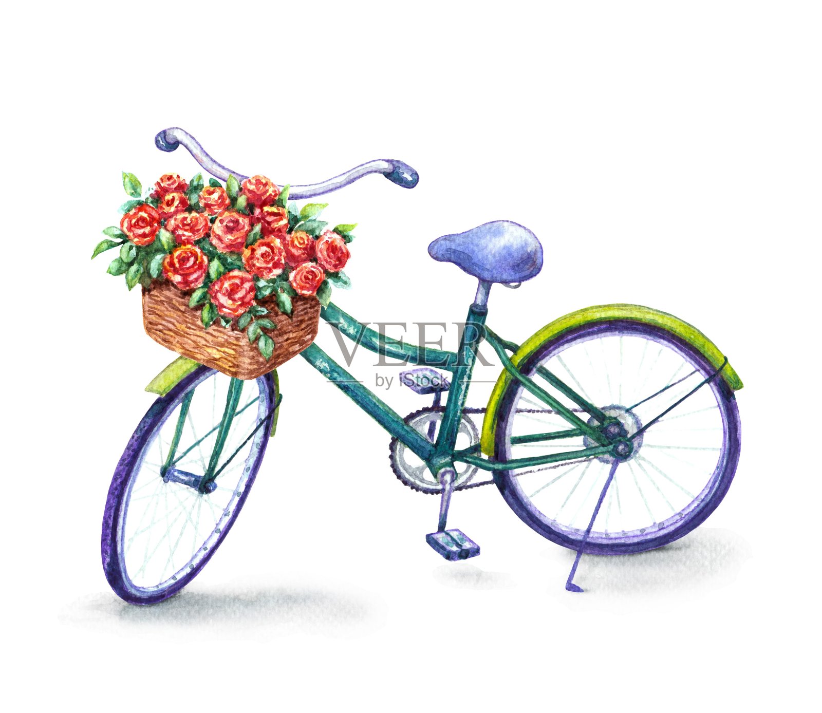 玫瑰花篮自行车设计元素图片