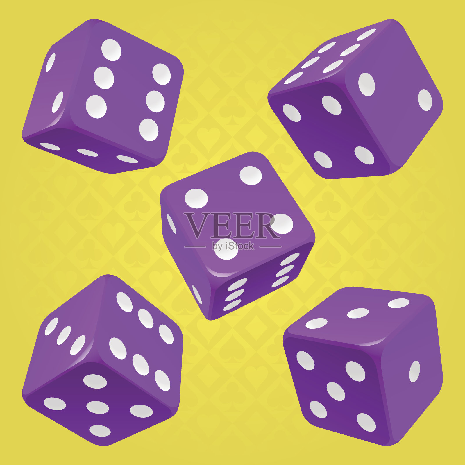 向量紫色骰子集插画图片素材