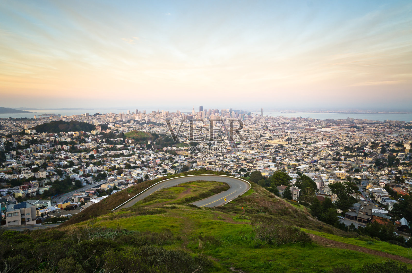 旧金山的金色日落照片摄影图片