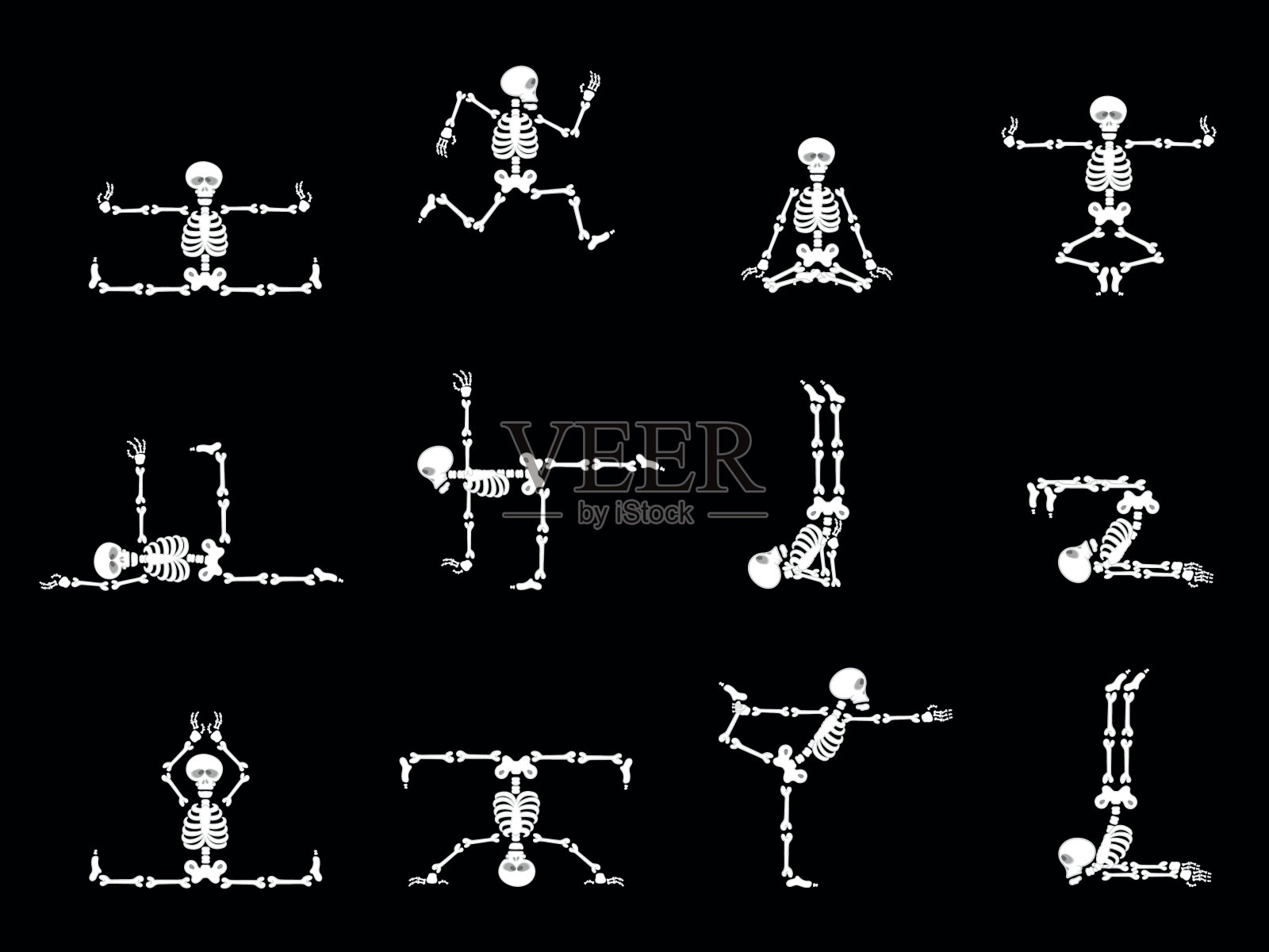 布景设计元素:滑稽骨架-舞蹈和瑜伽设计元素图片