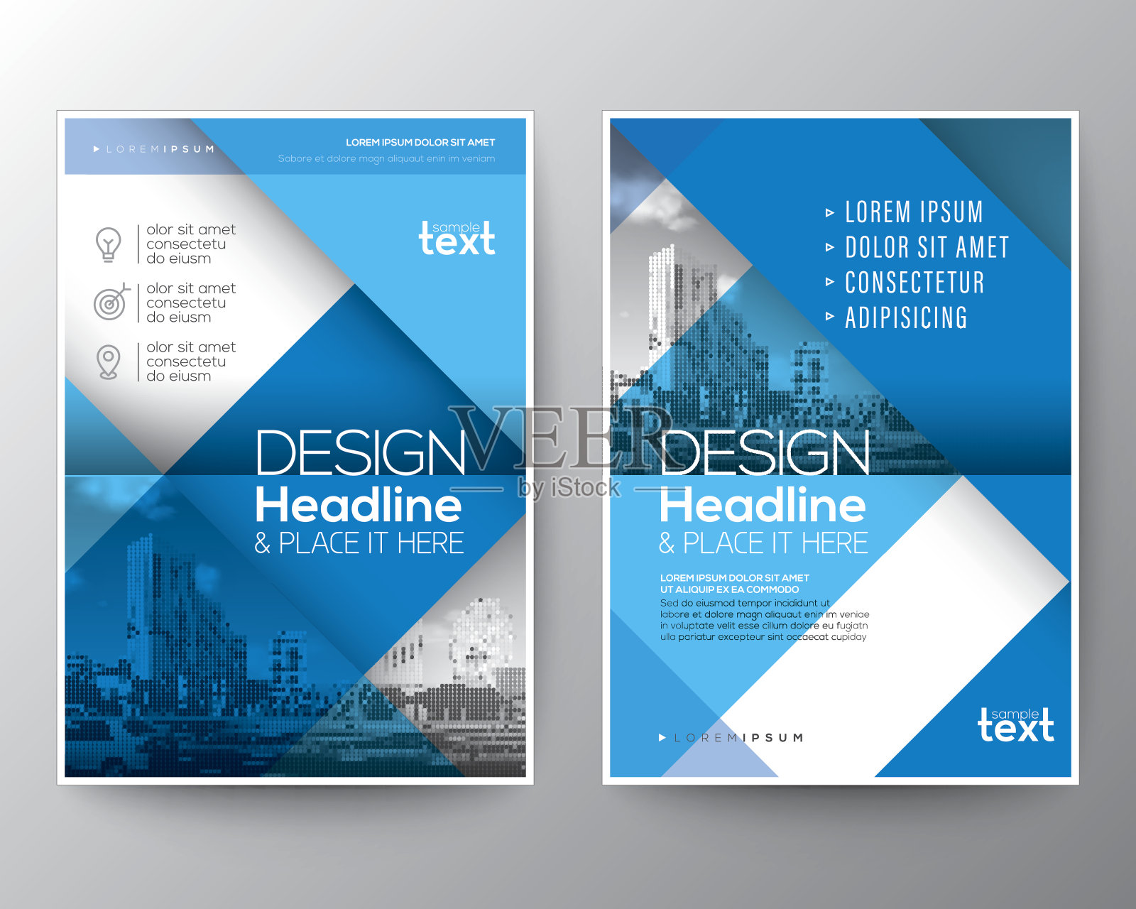 蓝色宣传册年度报告封面传单海报设计布局模板设计模板素材