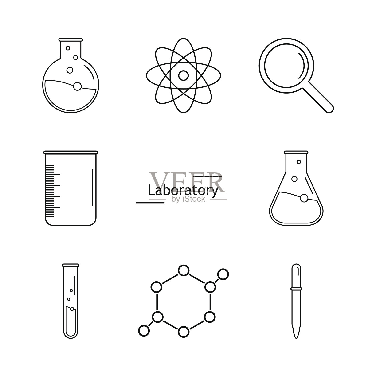 图形设置科学和化学对象在白色背景。已经设计元素图片