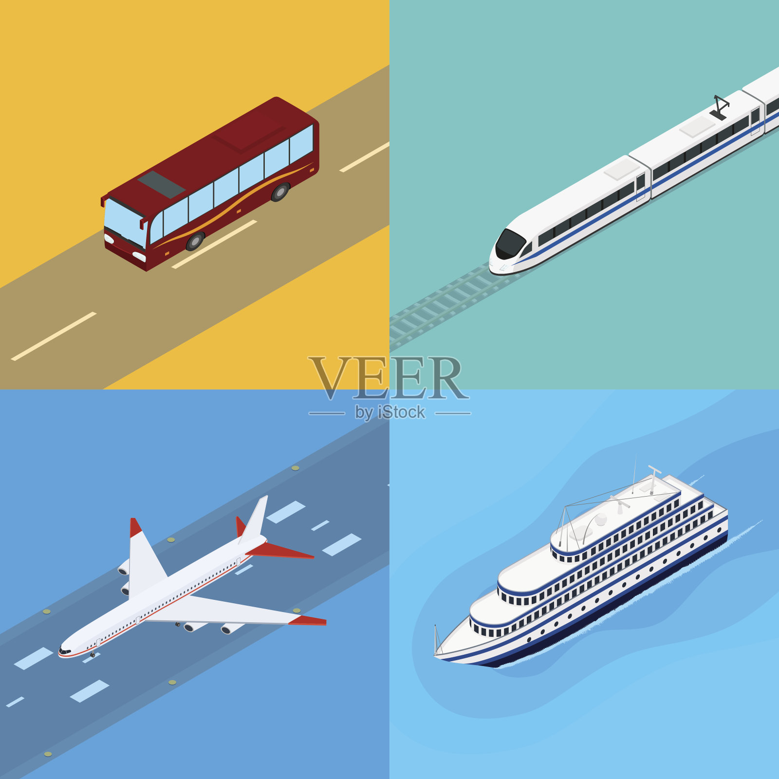 一组web图标公共客运运输设计元素图片