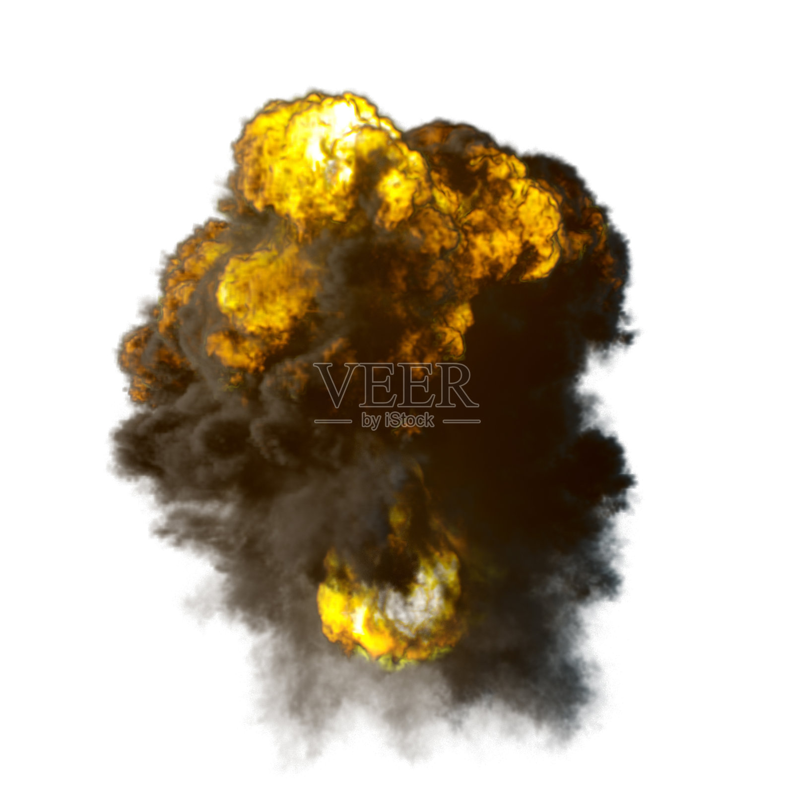 爆炸蘑菇形状的云与火和烟的插图照片摄影图片