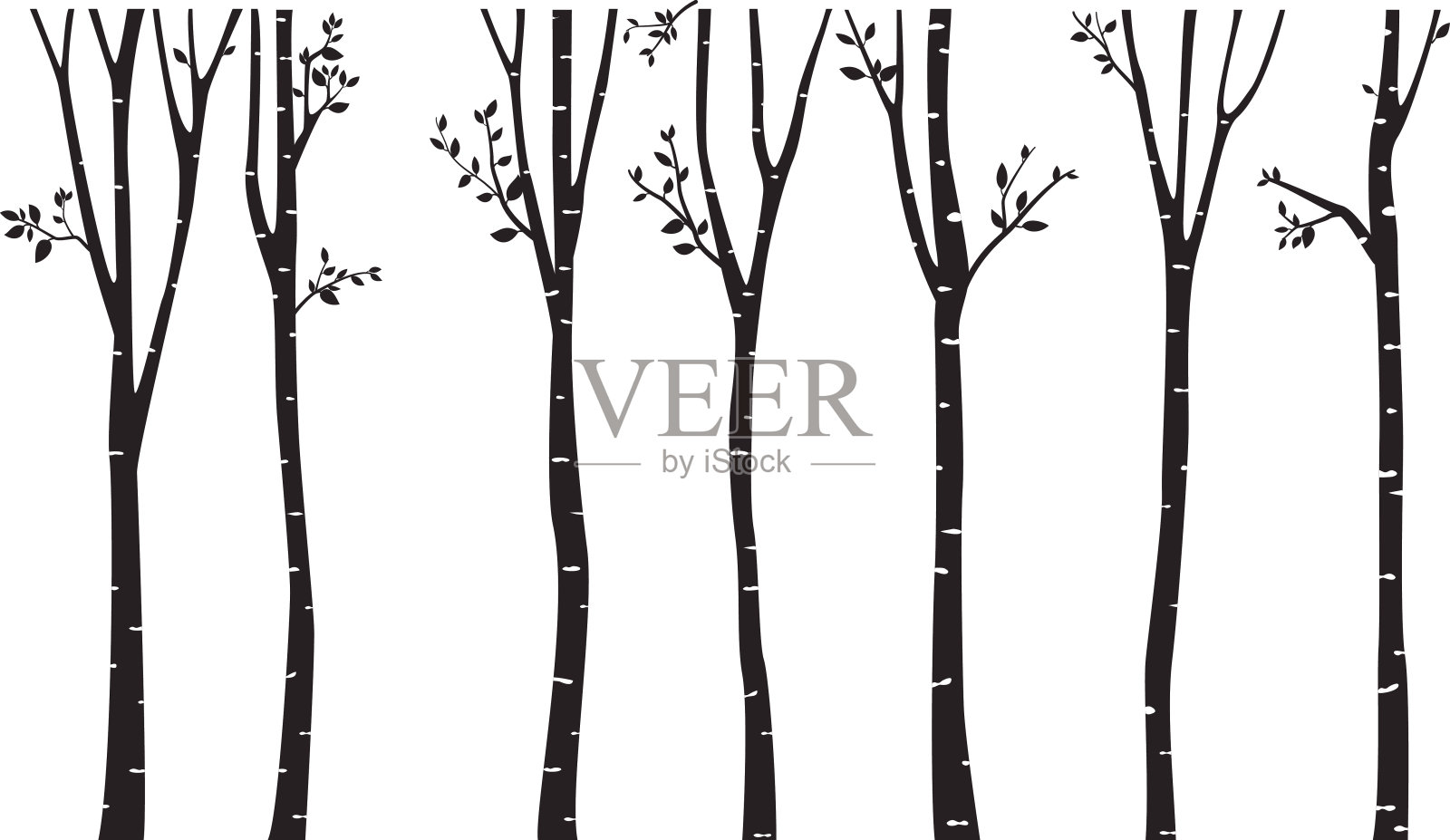 桦树剪影背景设计元素图片