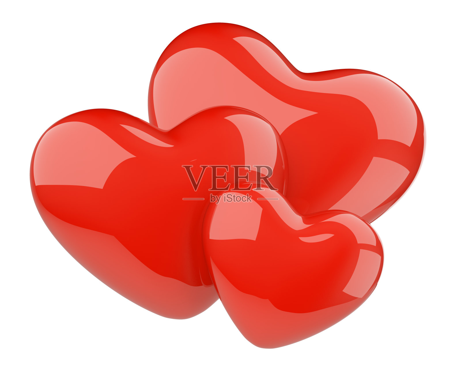 三颗红心-爱情浪漫概念。插画图片素材