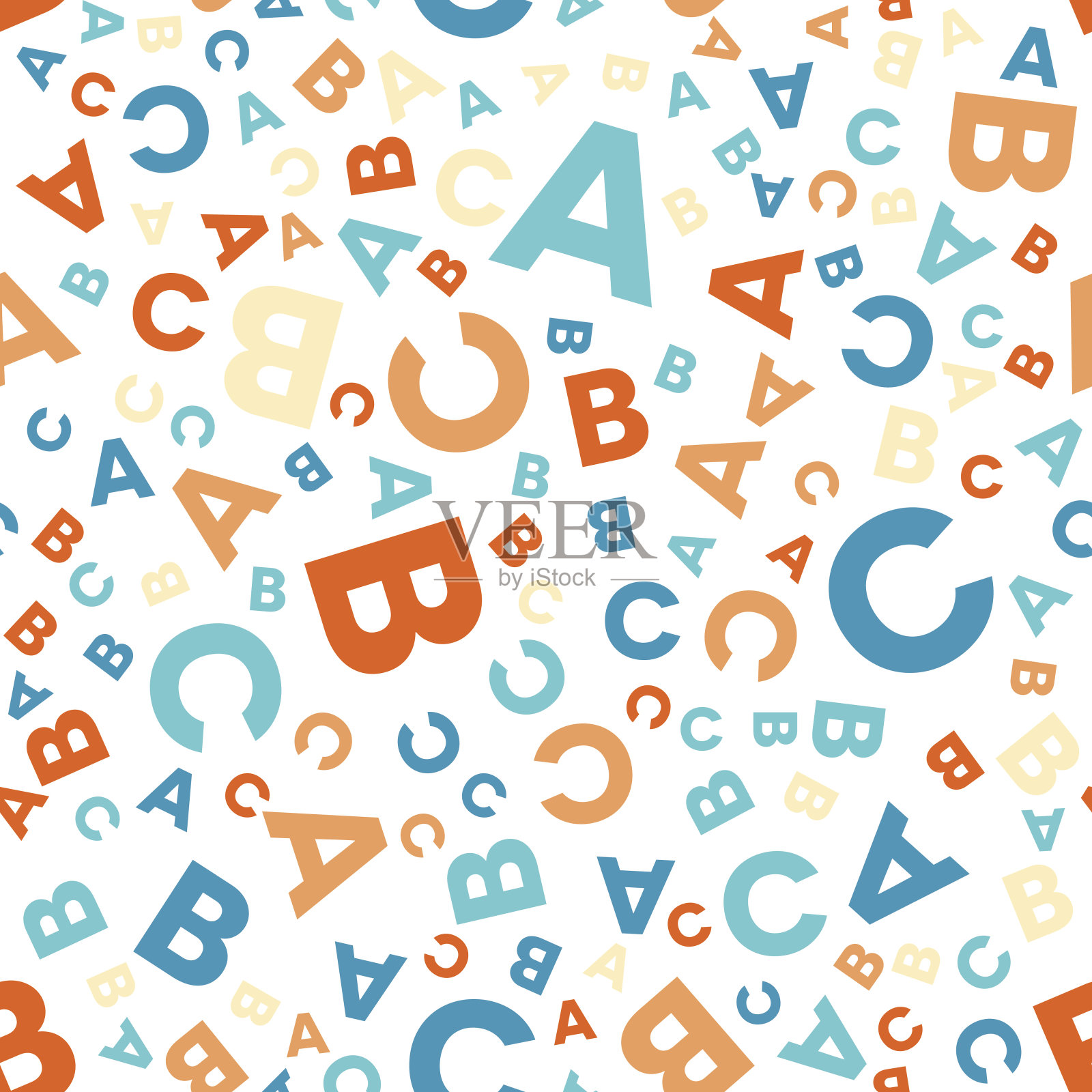 无缝矢量模式-不同的字母ABC设计元素图片