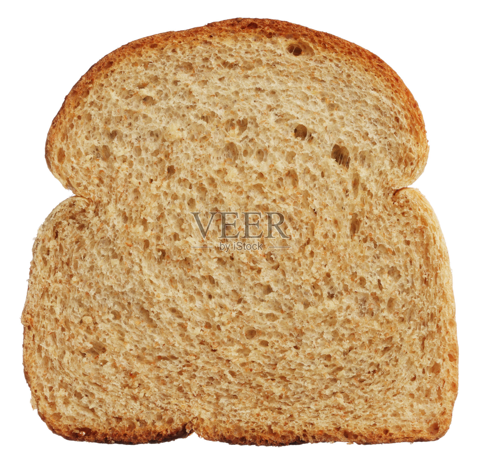 白色背景上孤立的一片全麦面包照片摄影图片