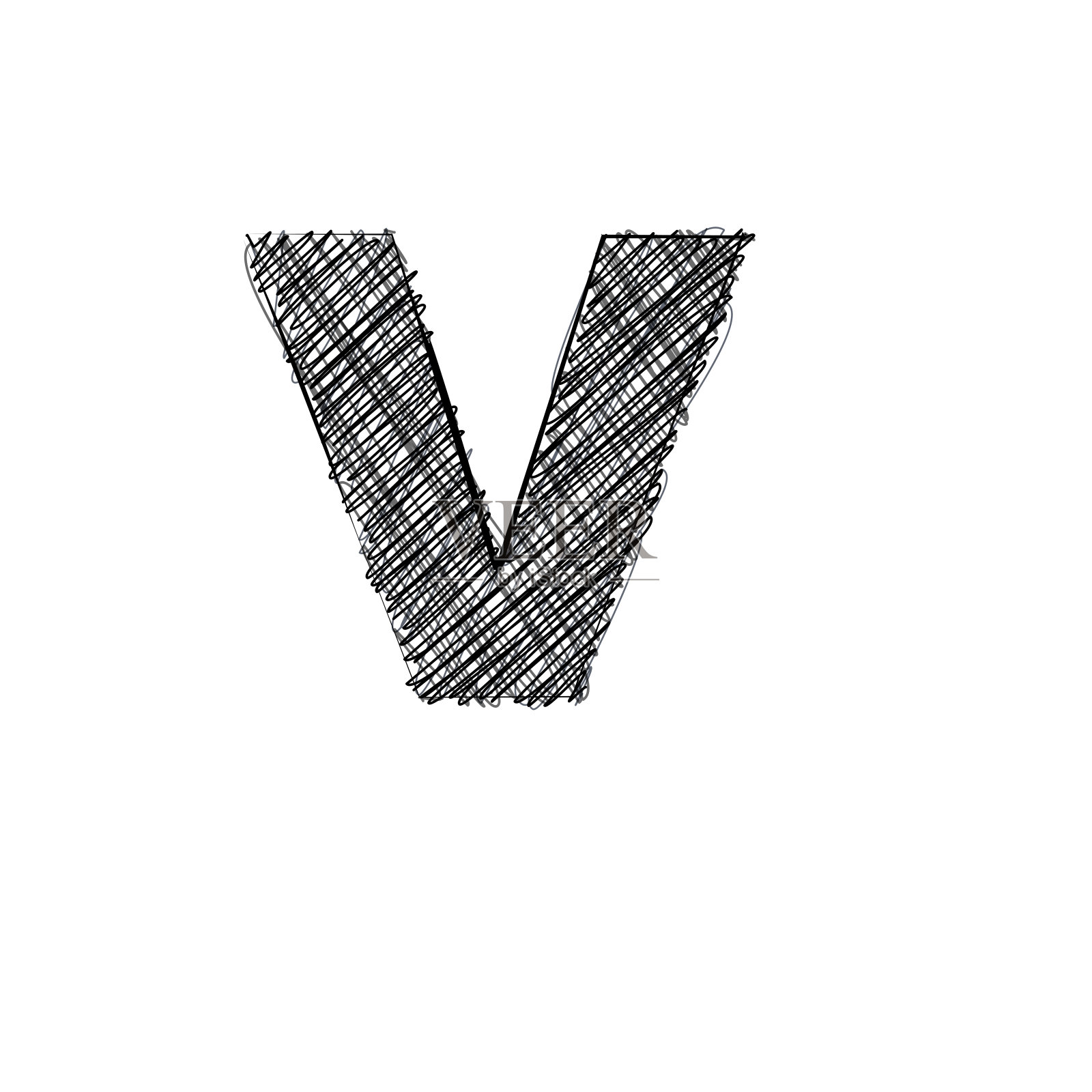 手写字母V插画图片素材