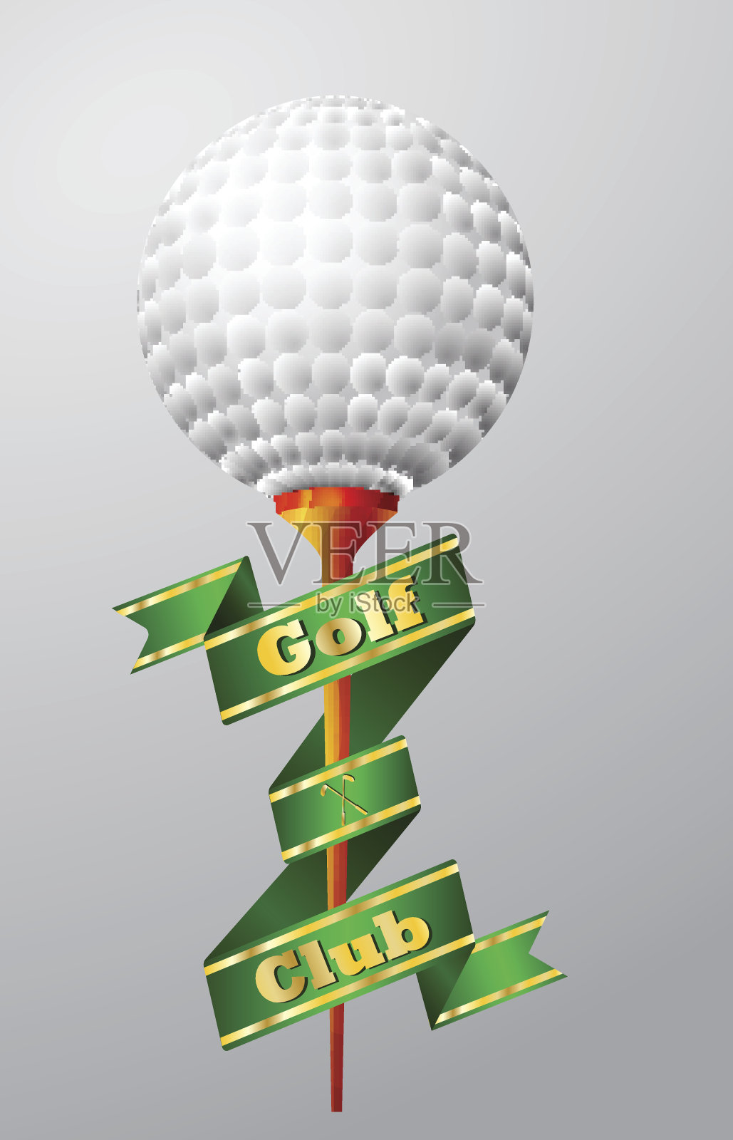 带丝带的高尔夫球插画图片素材