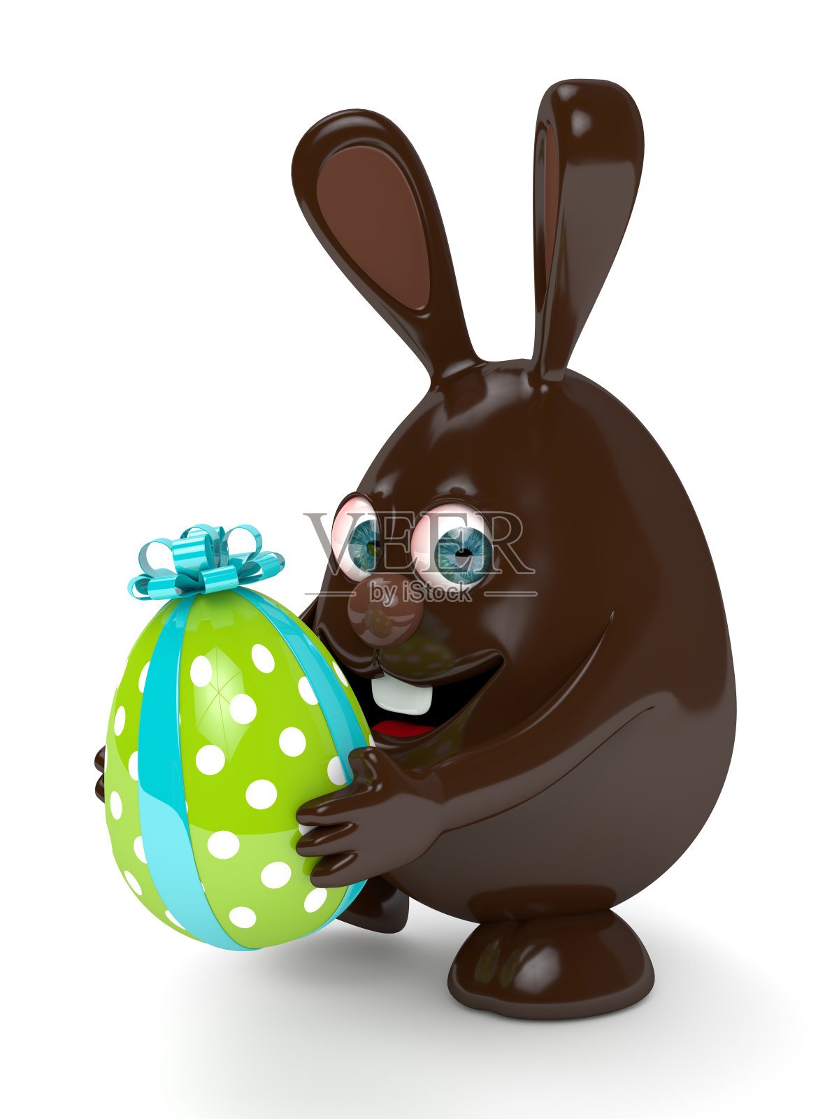 复活节兔子的3d渲染与礼物蛋设计元素图片