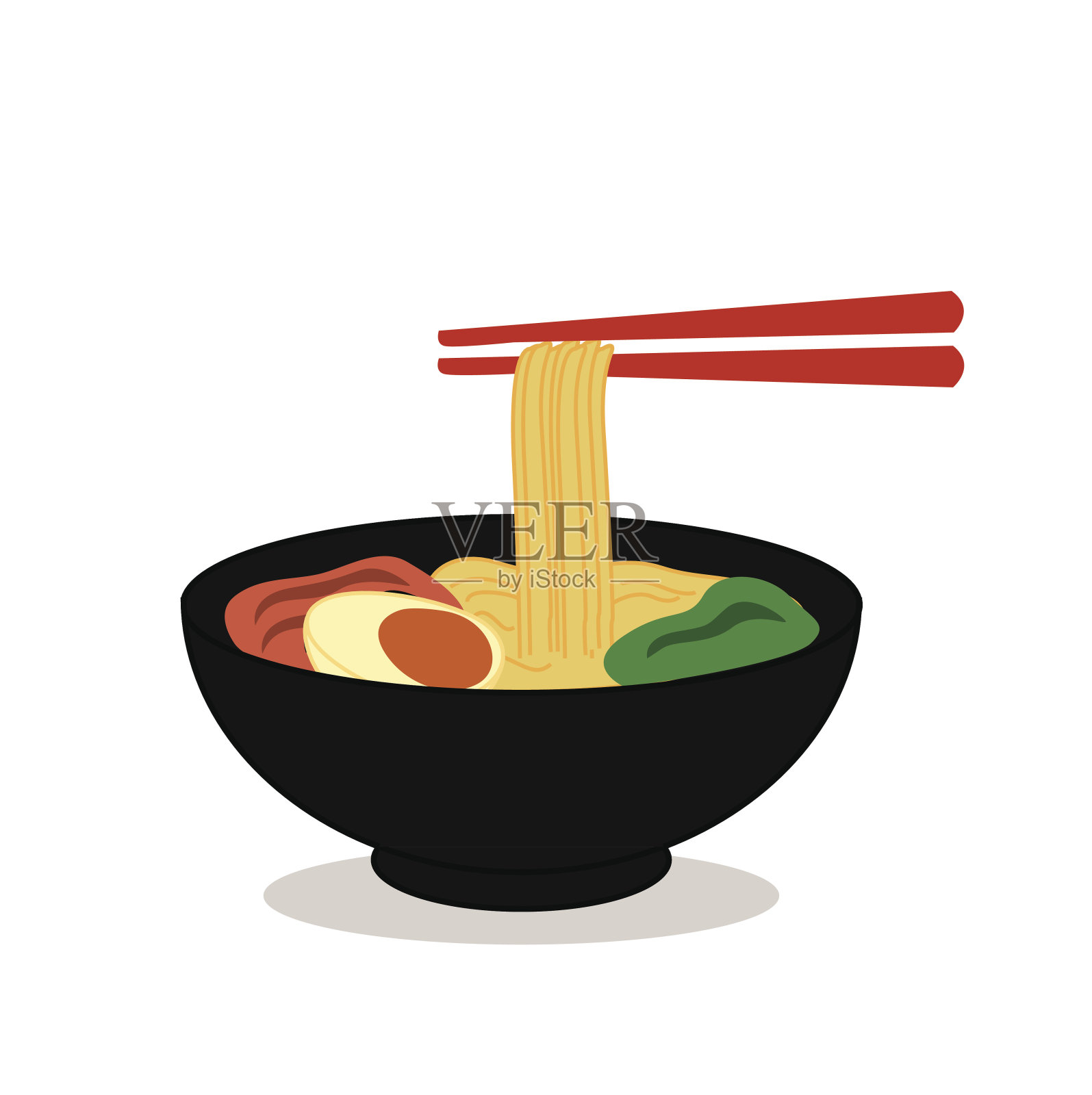矢量面条碗用筷子插画图片素材