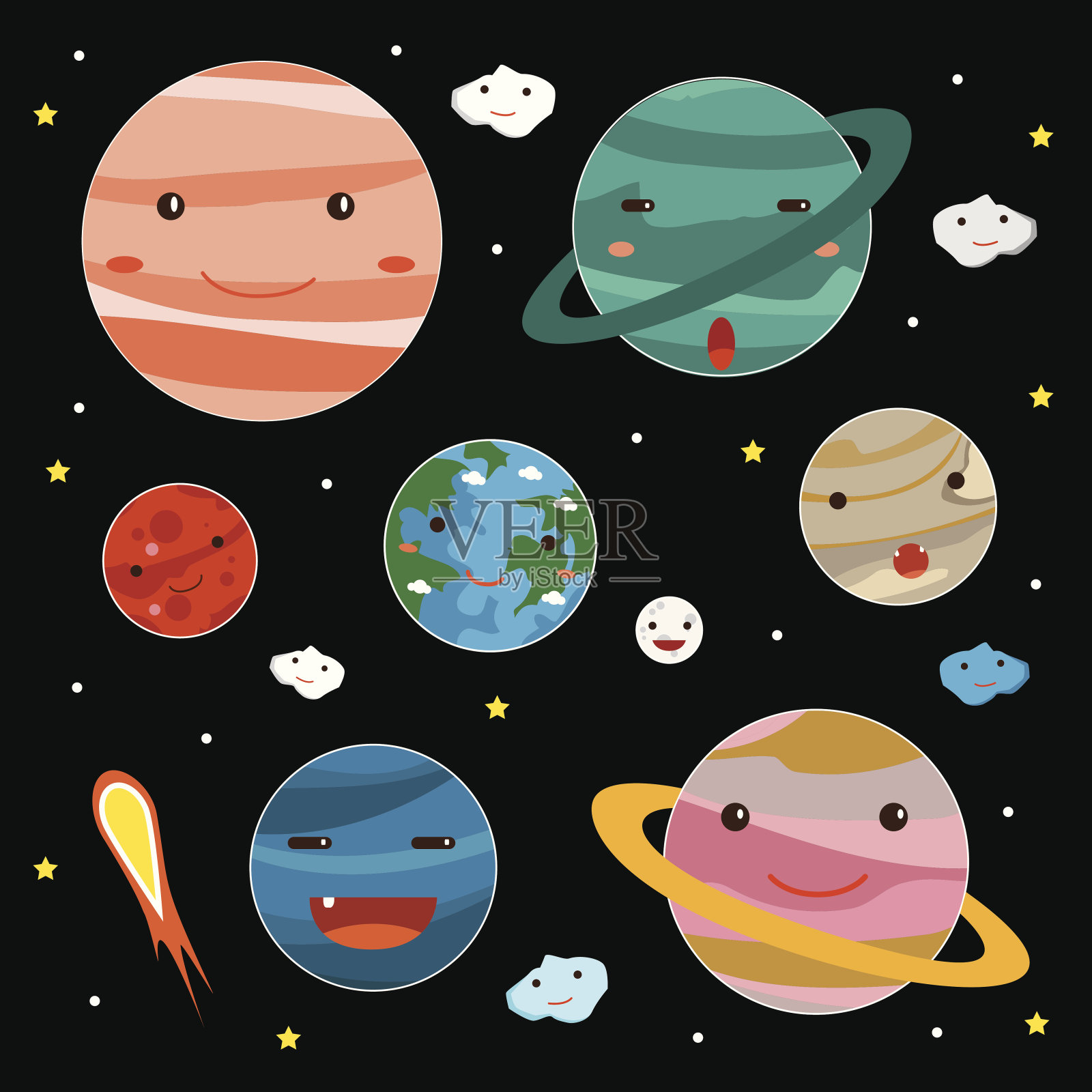 行星人物对象的插画图片素材