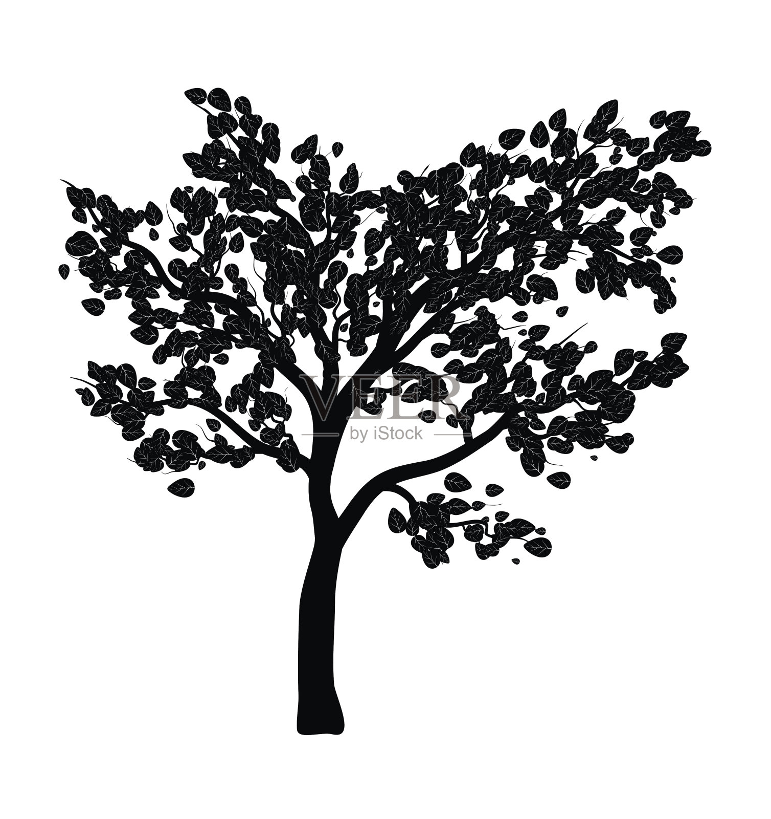 树轮廓孤立矢量符号图标设计。设计元素图片