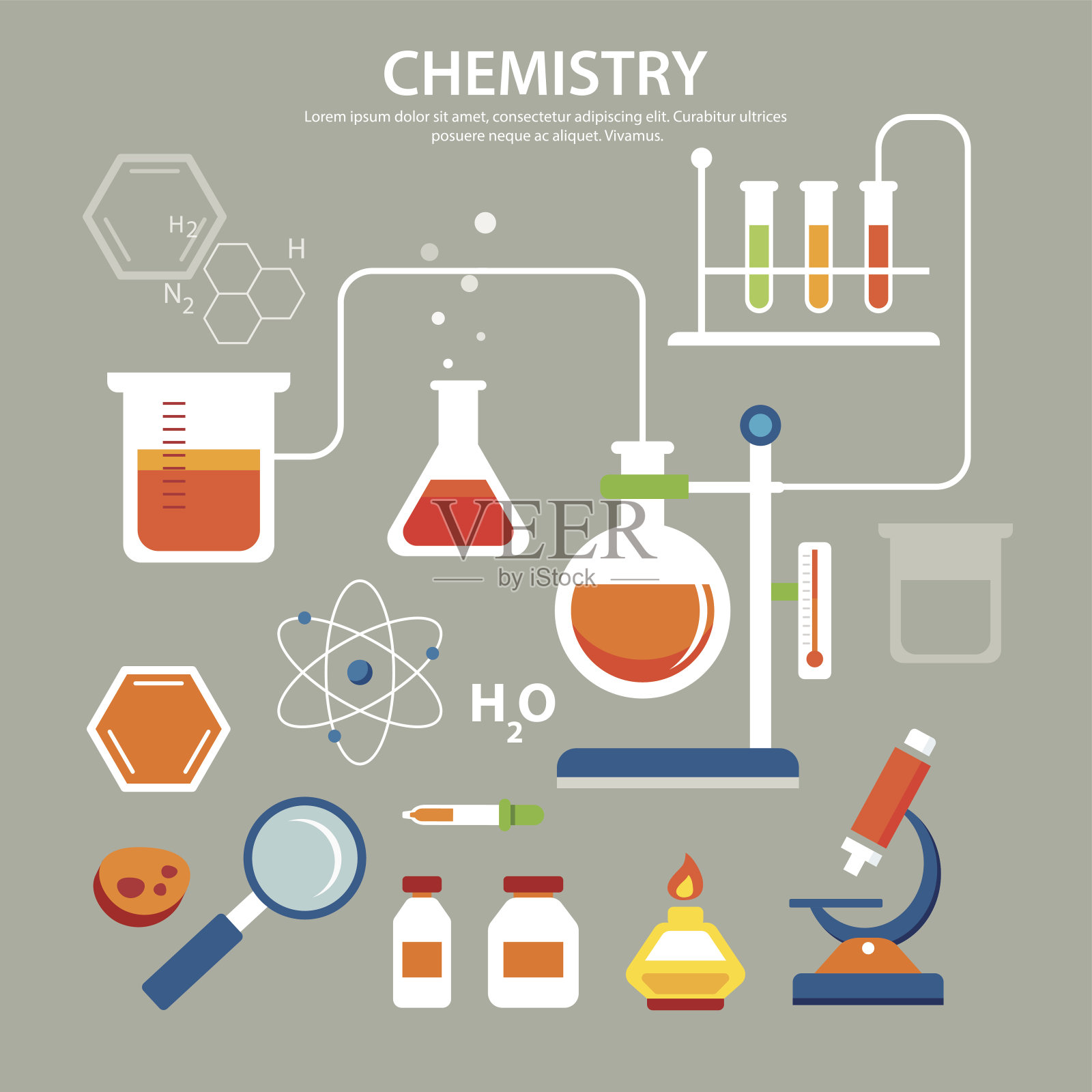 化学背景教育理念平面设计插画图片素材