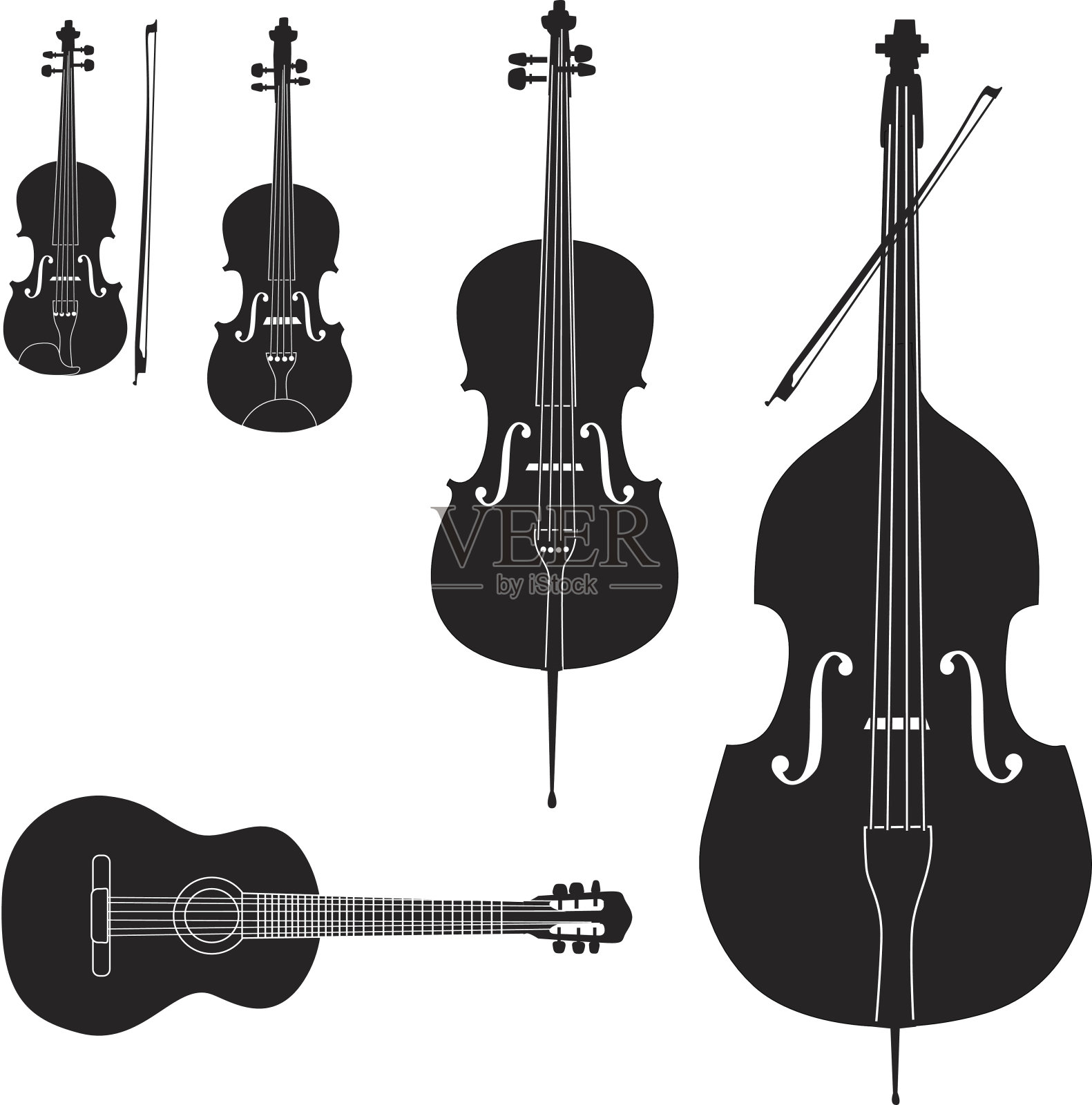 弦乐器图标收藏插画图片素材