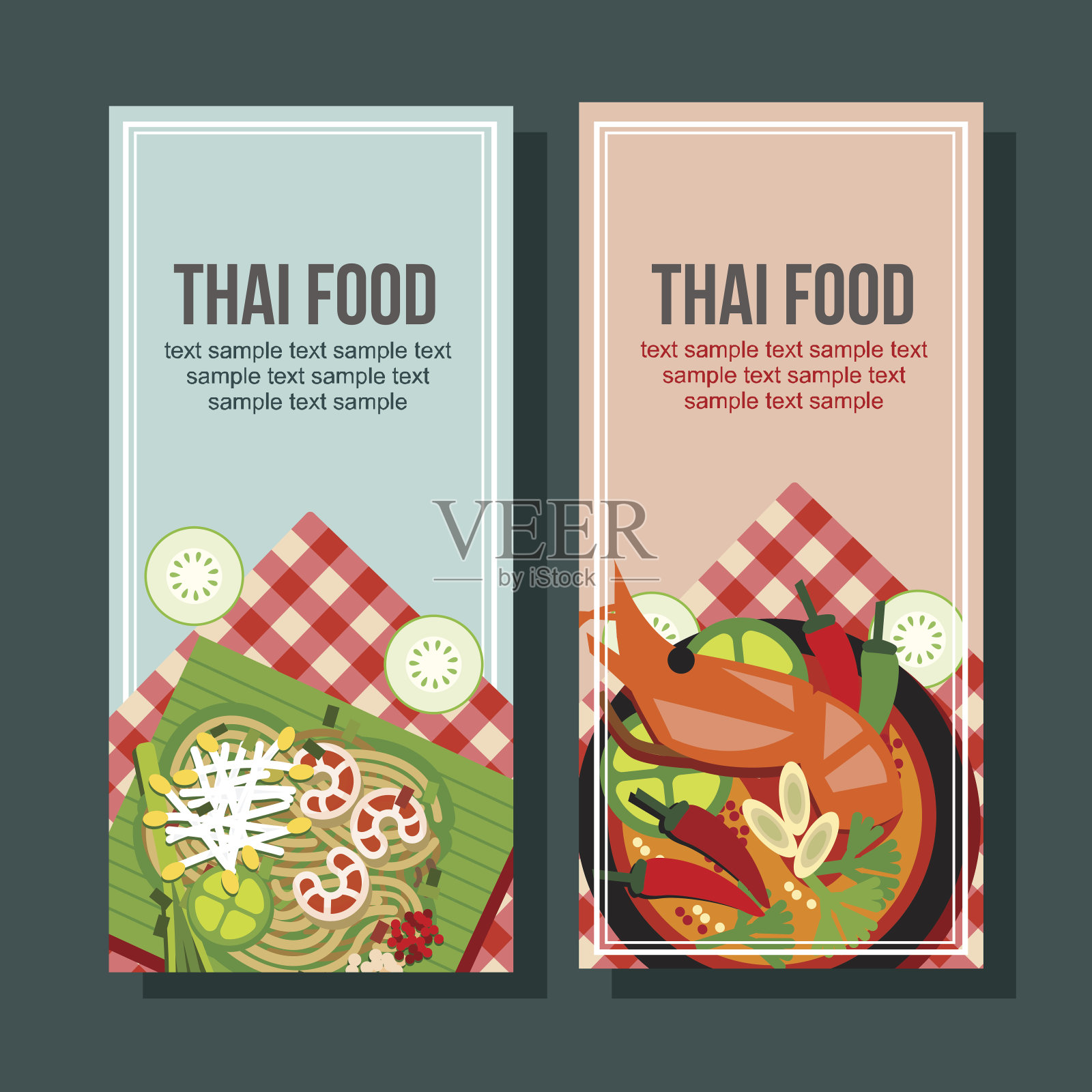 泰式食品垂直横幅插画图片素材