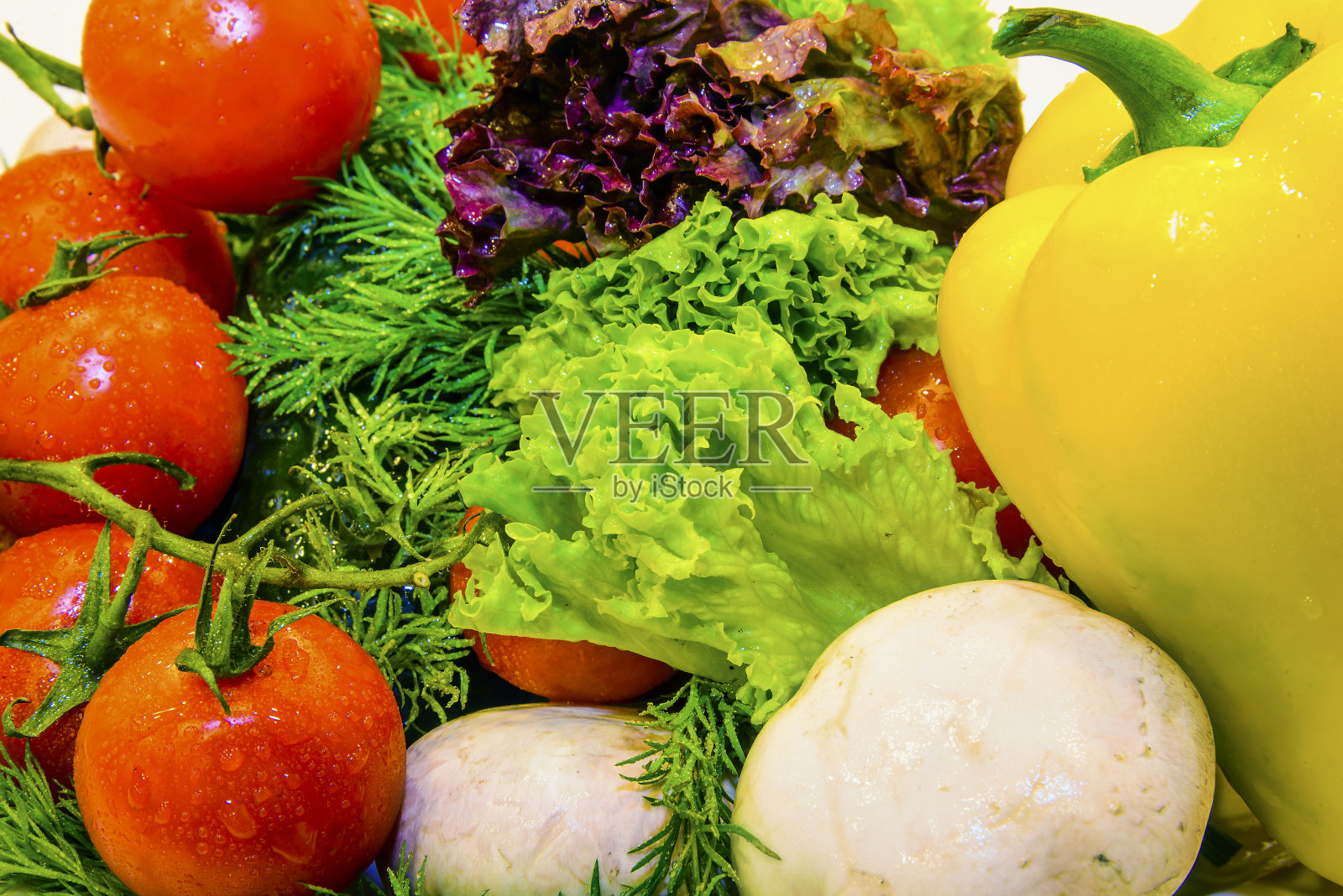 新鲜蔬菜和绿色蔬菜。照片摄影图片