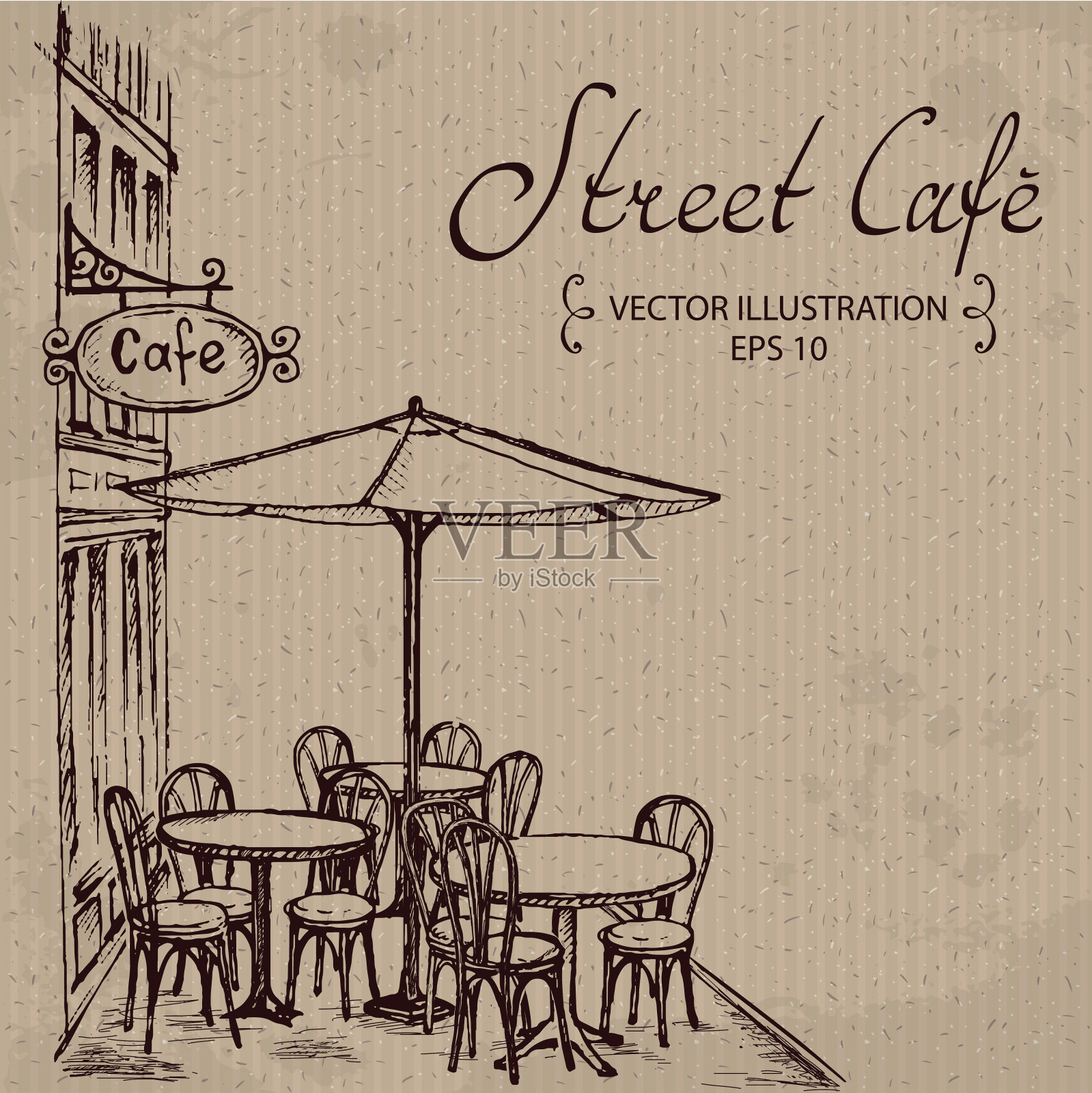 街头咖啡馆插画图片素材