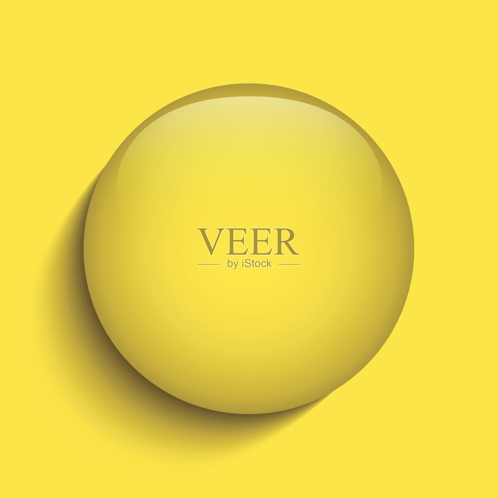 白色背景上的黄色玻璃圆圈按钮插画图片素材