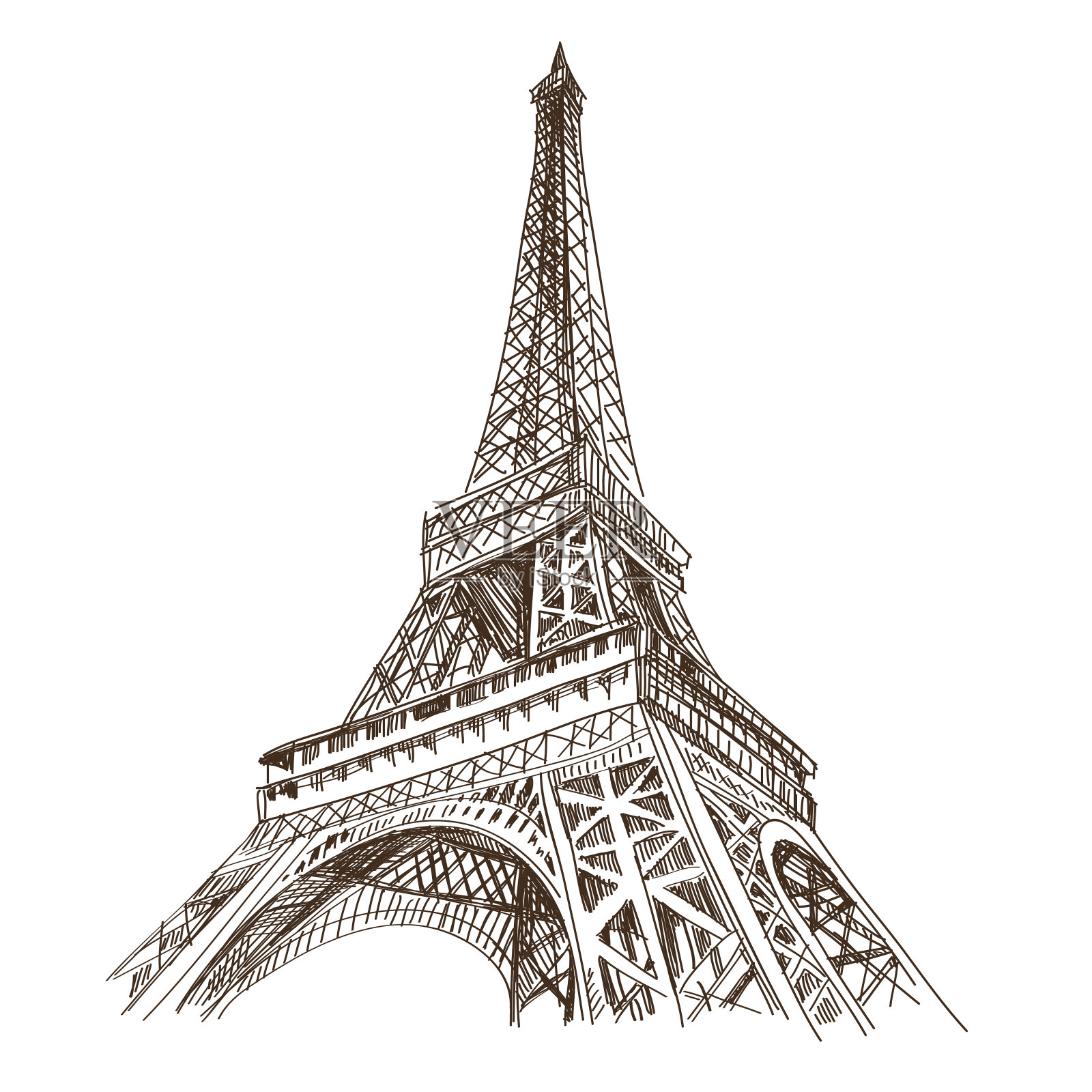 巴黎城市手绘，矢量图插画图片素材