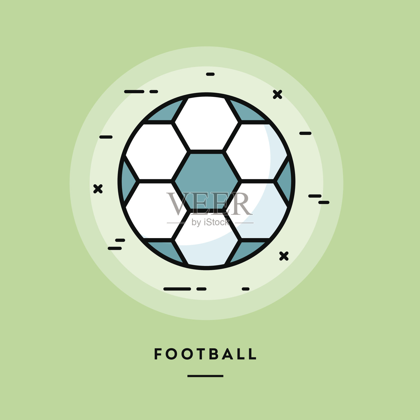 足球，平面设计细线横幅插画图片素材