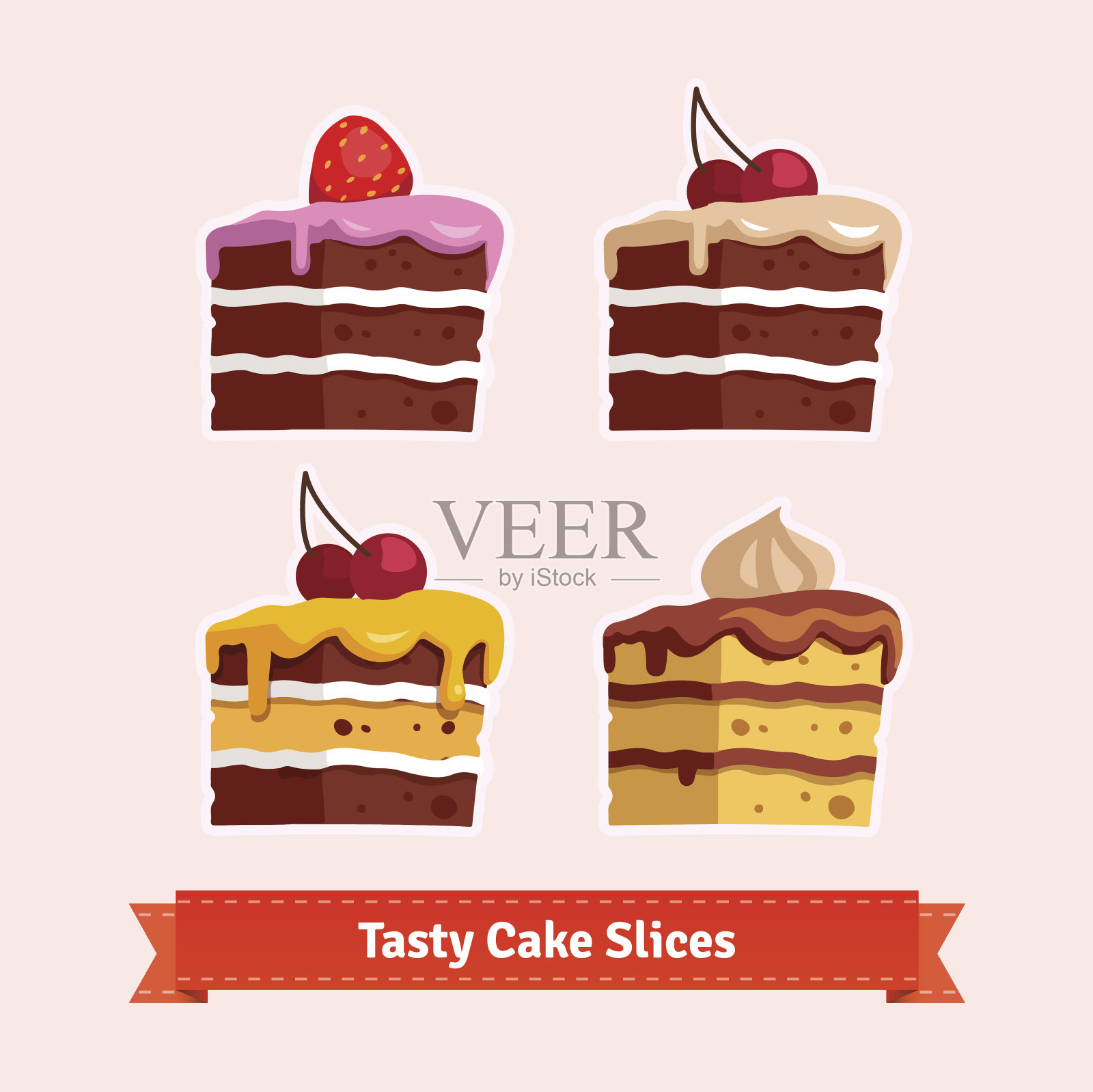 美味的蛋糕切片插画图片素材