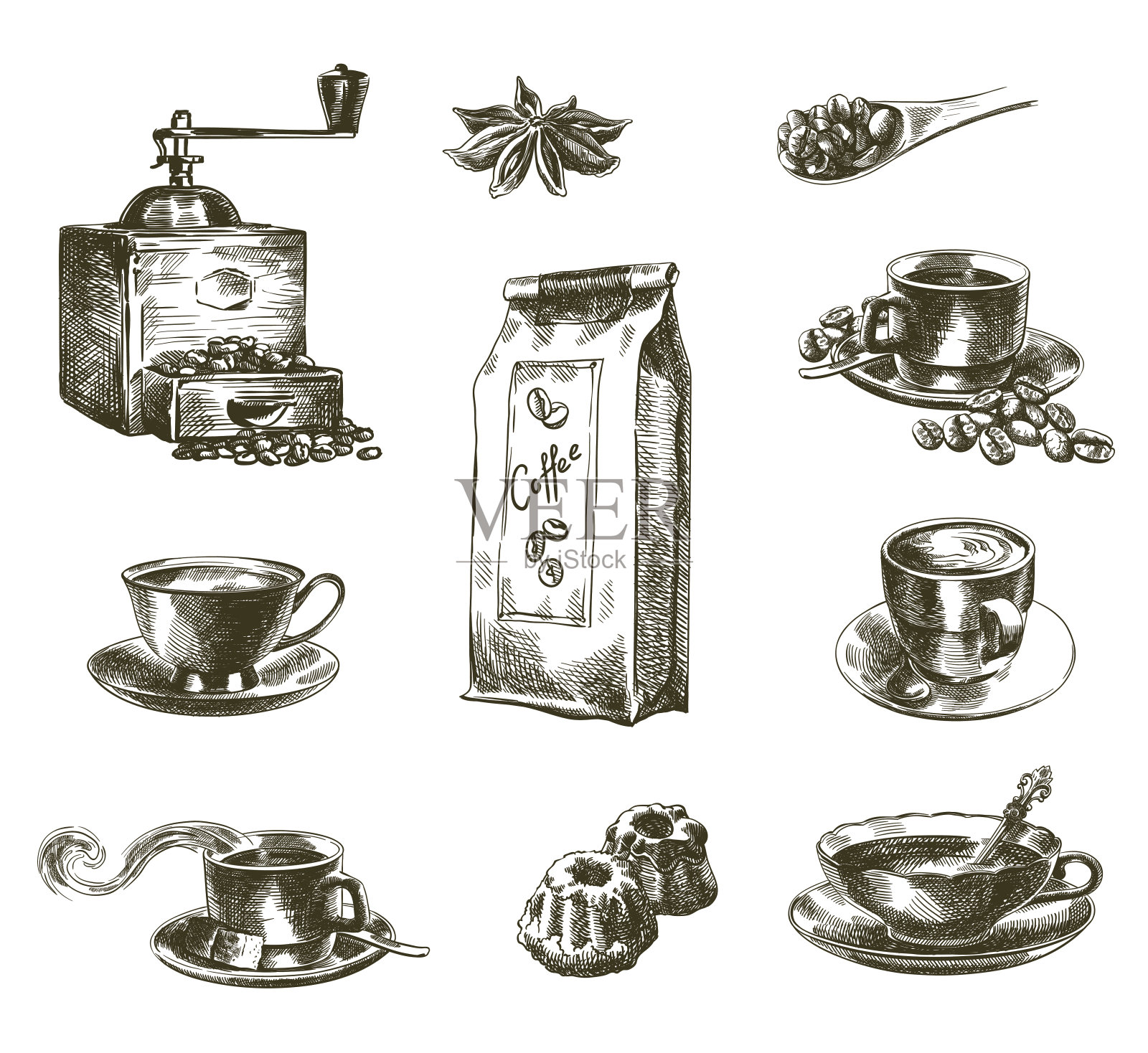天然纹理咖啡插画图片素材