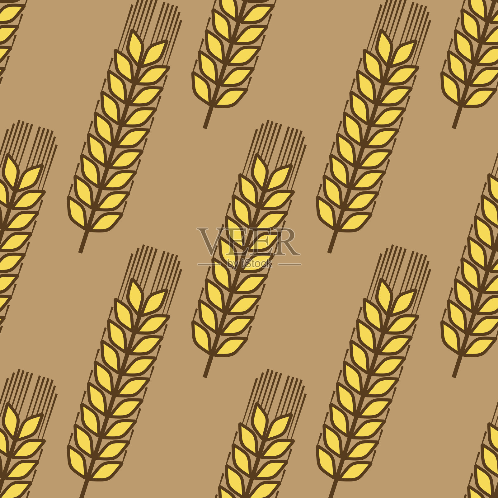 小麦穗的无缝模式插画图片素材