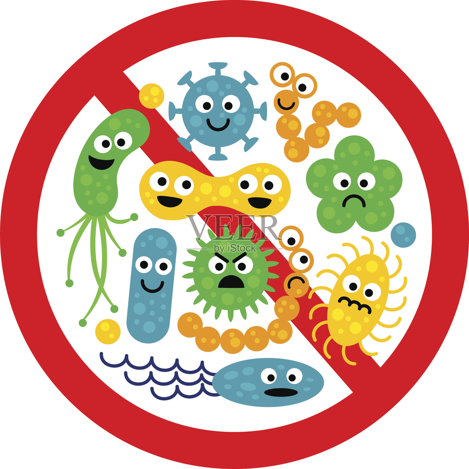 用许多可爱的卡通宝石做抗菌标志插画图片素材