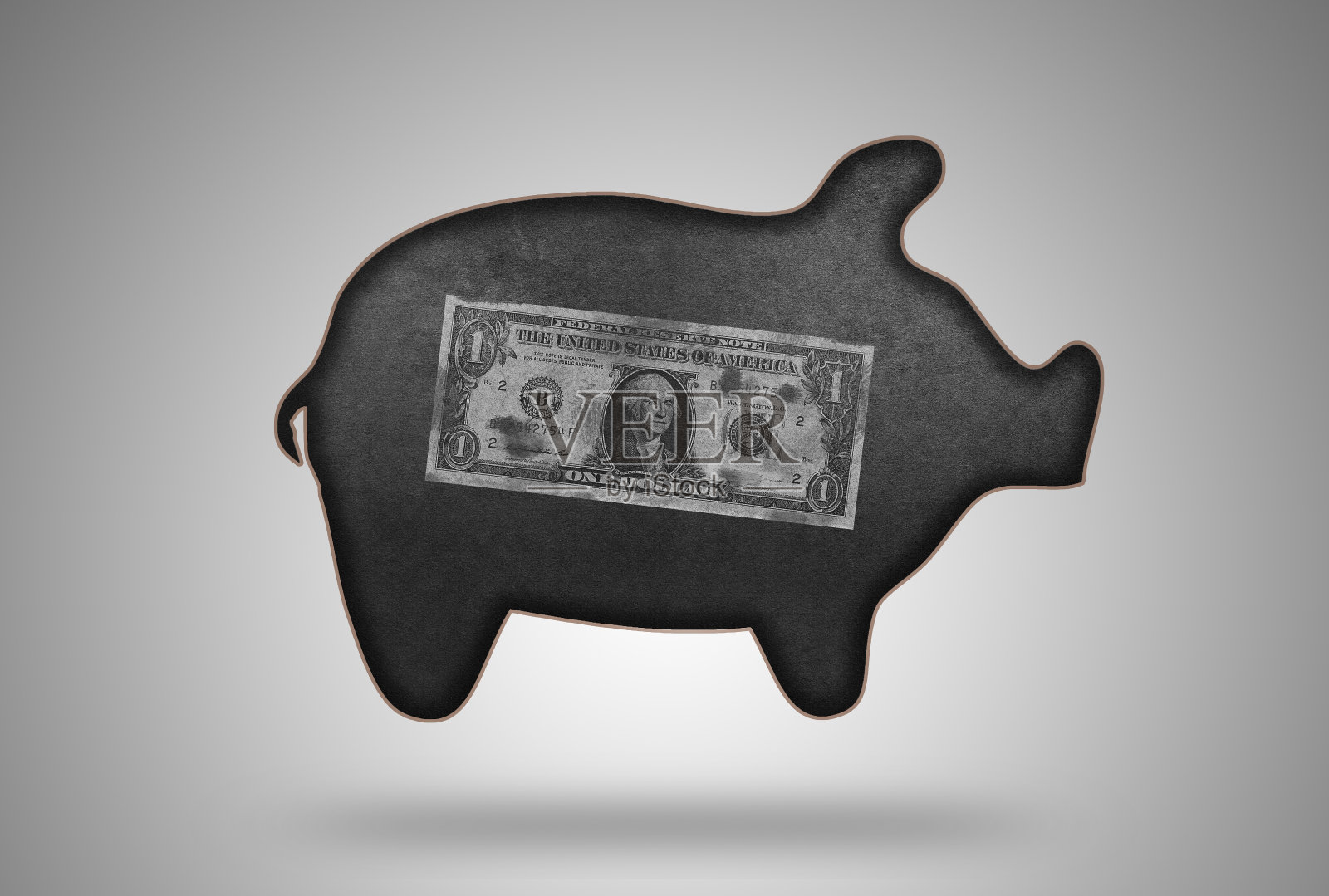 1美元在猪的形状和黑板图案插画图片素材
