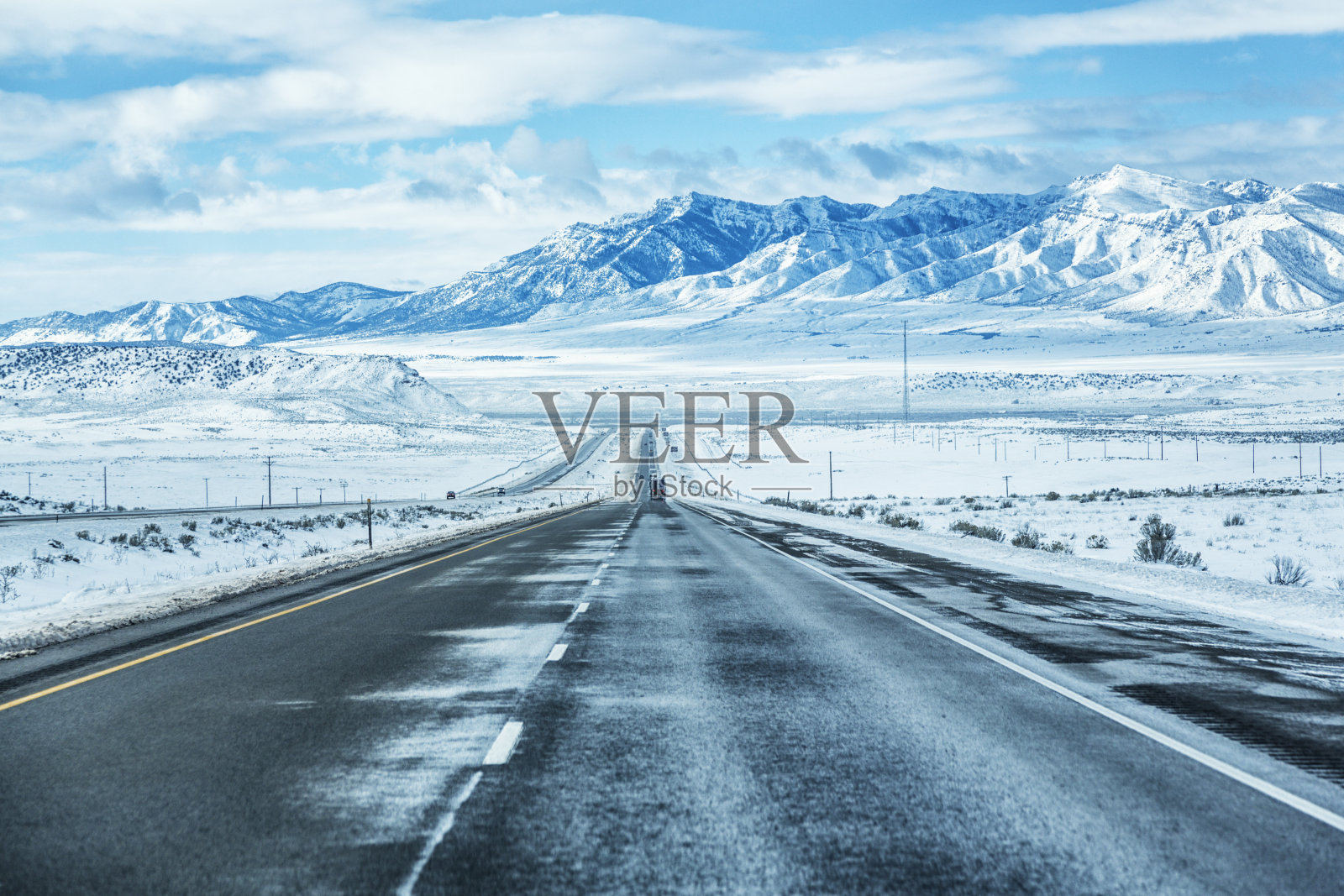 冬季犹他州美国山区高速公路照片摄影图片