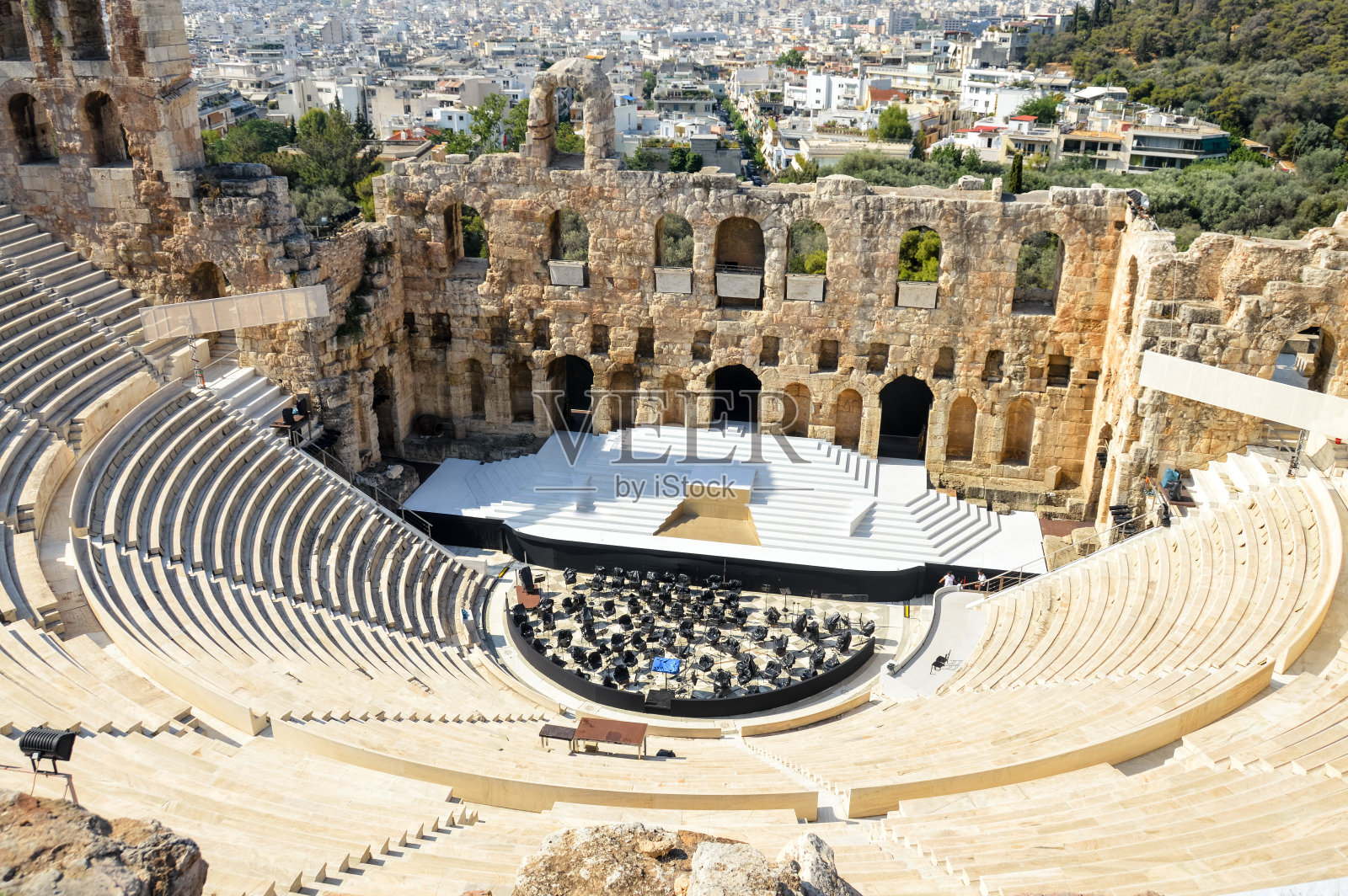希腊雅典卫城的希律剧院照片摄影图片