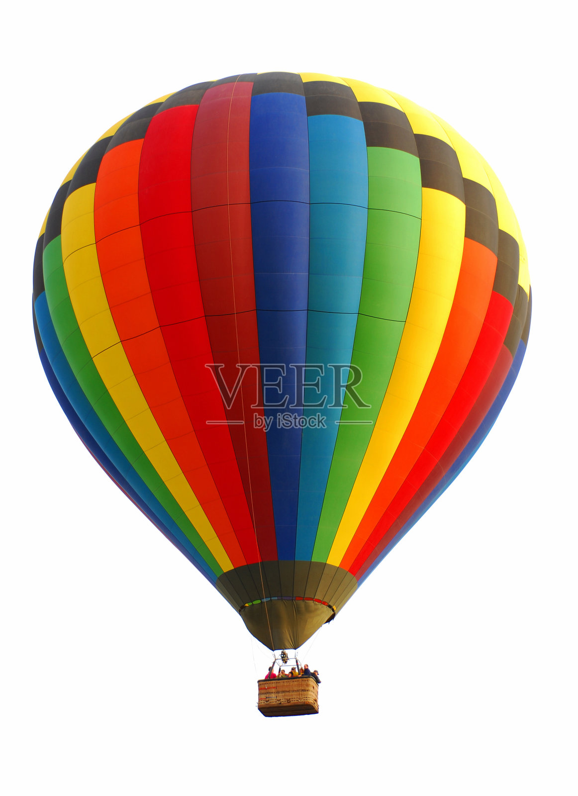 彩色彩虹热气球孤立在白色照片摄影图片