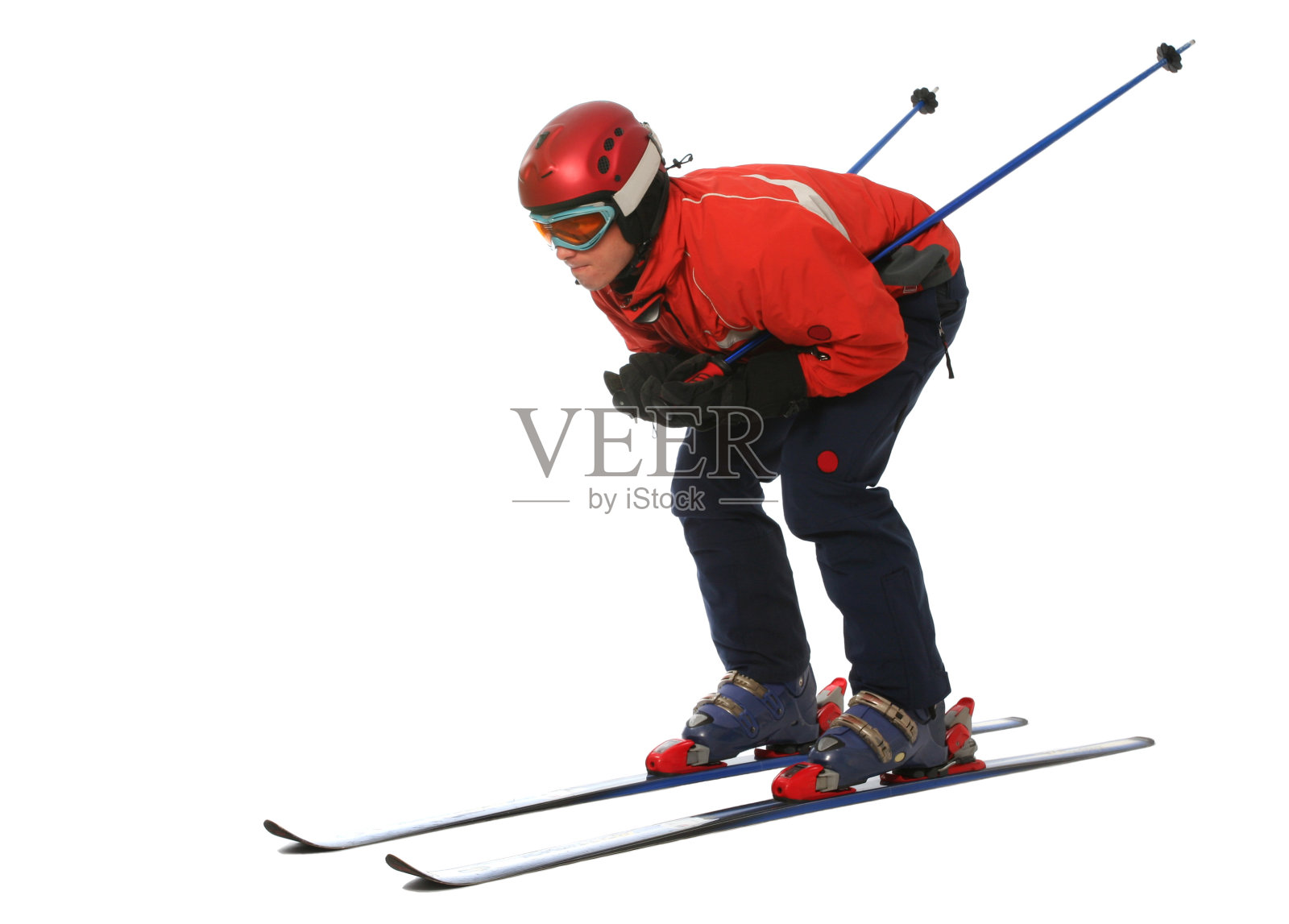 一个滑雪者被孤立在白色背景上的照片照片摄影图片