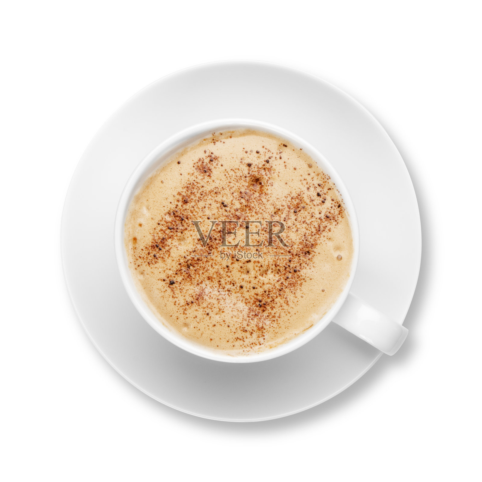 卡布奇诺咖啡用白色杯子和茶托照片摄影图片