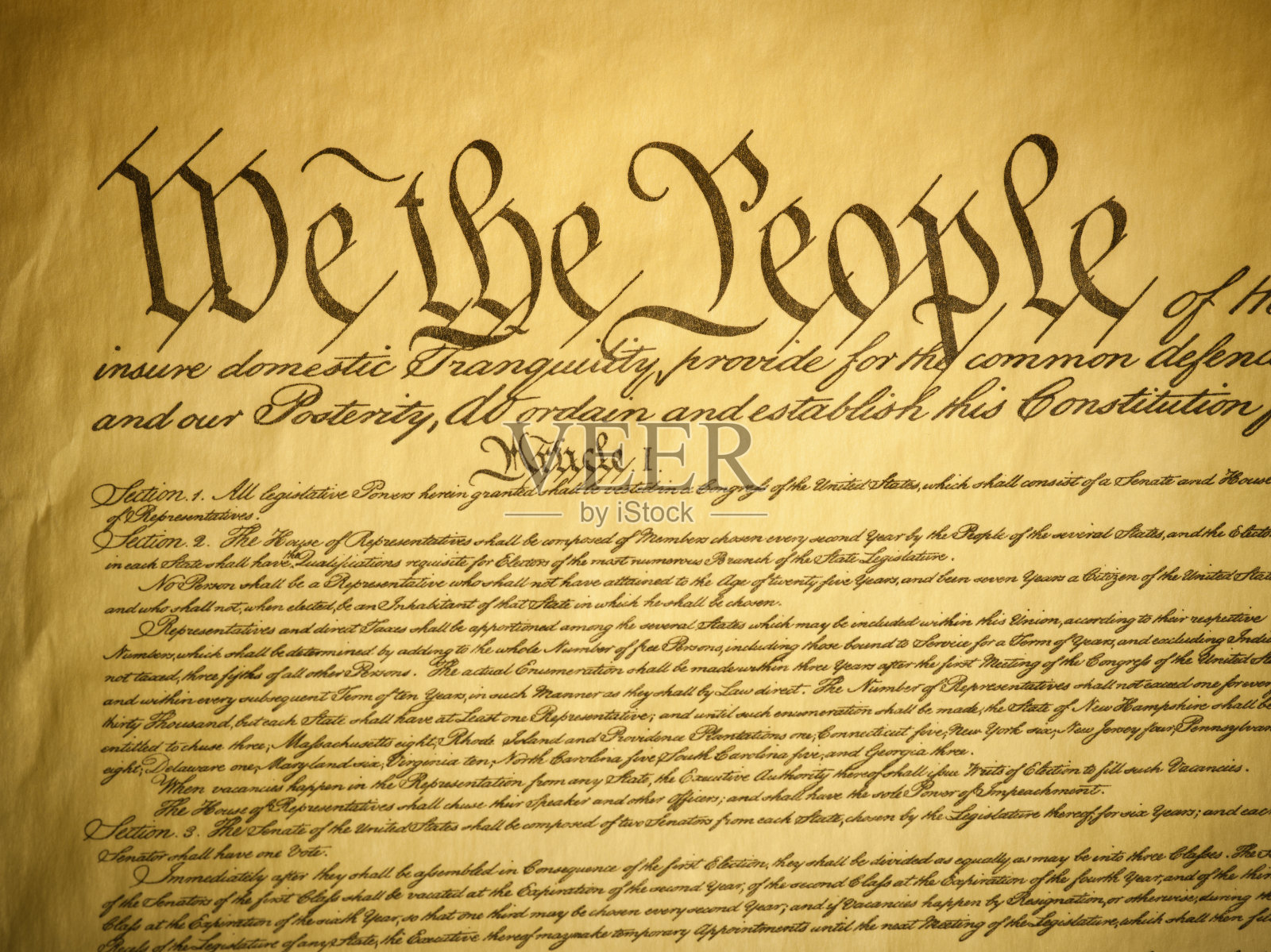 美国宪法的细节照片摄影图片