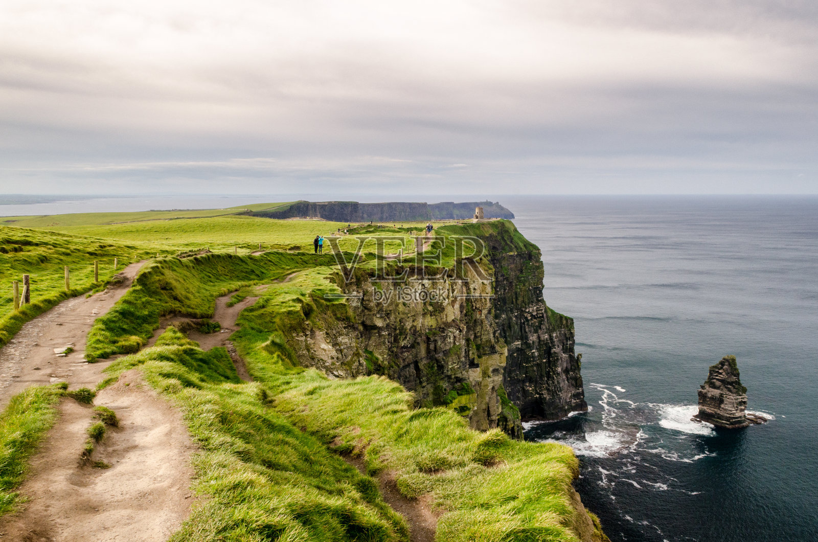 走在爱尔兰的莫赫悬崖边上照片摄影图片