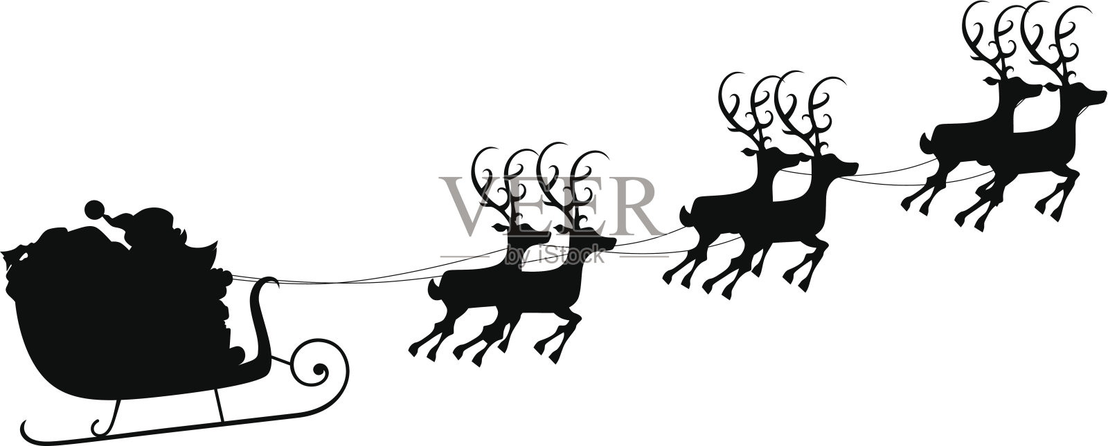 圣诞老人的雪橇轮廓插画图片素材